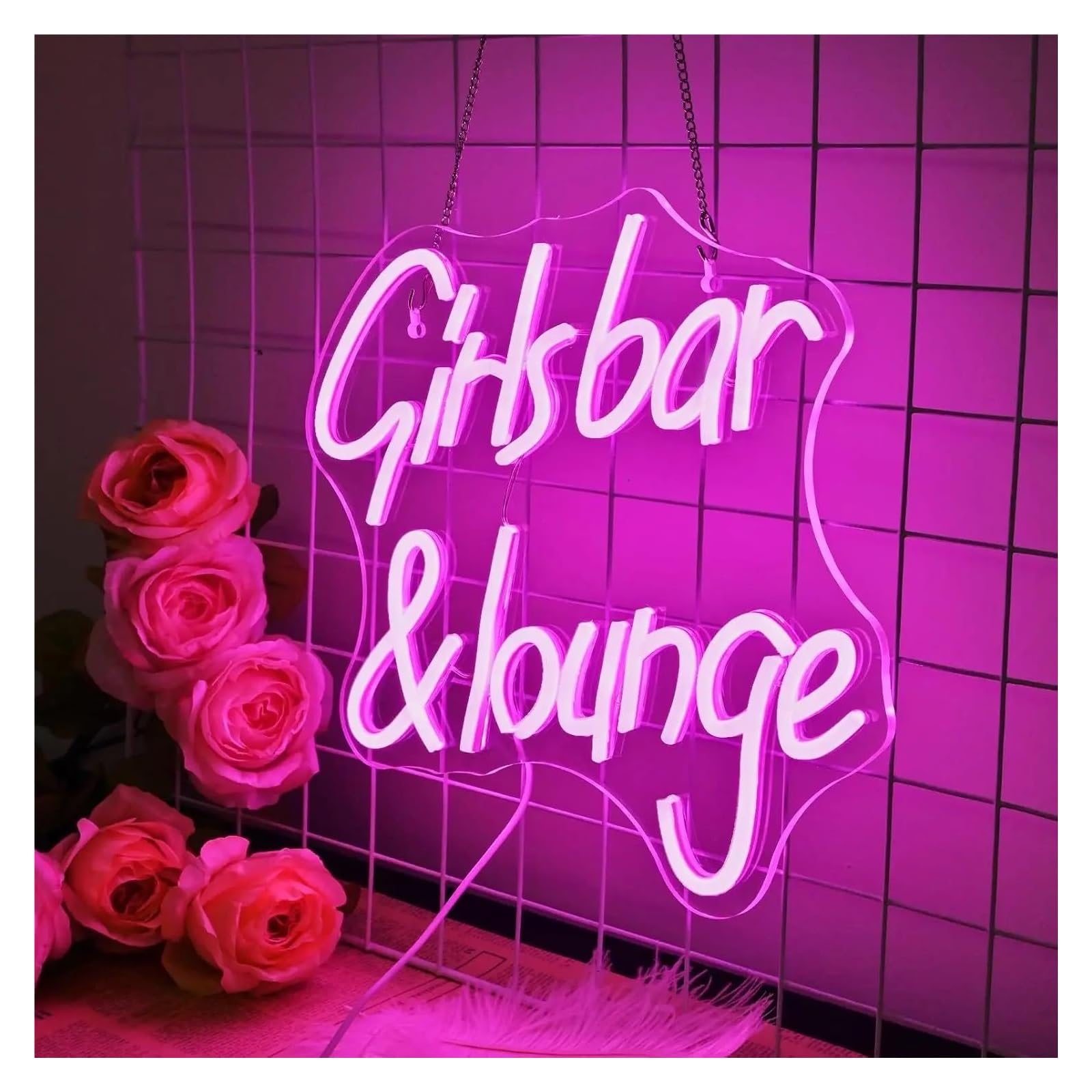 LEMST Sign Lamp Girls Bar&Lounge Neon Light - USB Powered, with Dimmer for Home Bars, Lounges, Party Decor 32x32cm