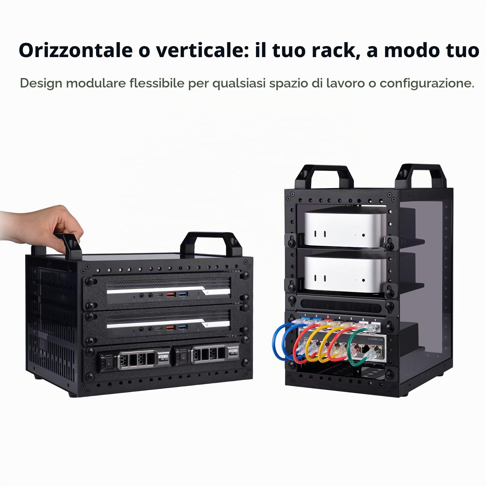 GeeekPi DeskPi RackMate TT - Mini armadio server per mini PC, rete, server, audio e apparecchiature video