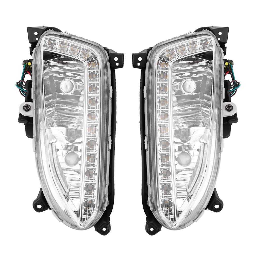 EBTOOLS pour feu de antibrouillard santa fe 2013 1 paire de feux diurnes de voiture H8, cache de lampe de brouillard 12V LED DRL pour Fe / IX45 2013-2015