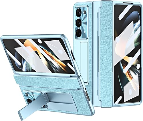 Z Fold 5 - Funda de piel ZFold5 con soporte, compatible con Samsung Galaxy Z Fold 5 2023 (azul)