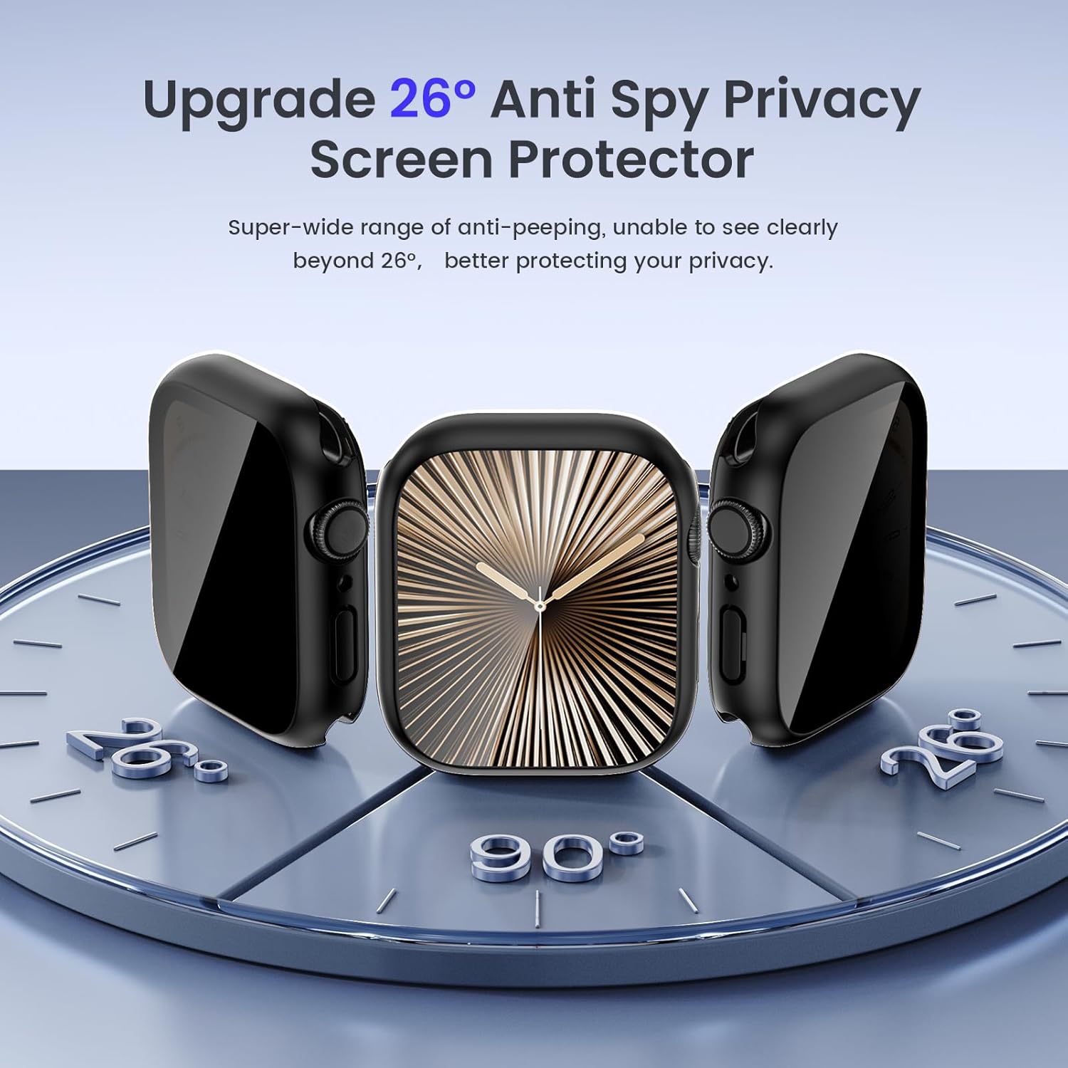 Goton Privacy Waterproof Case Compatible for Apple Watch Series 11/10 Screen Protector 46mm, Anti Spy Face Cover Back Bumper for iWatch Accessories - Image 4