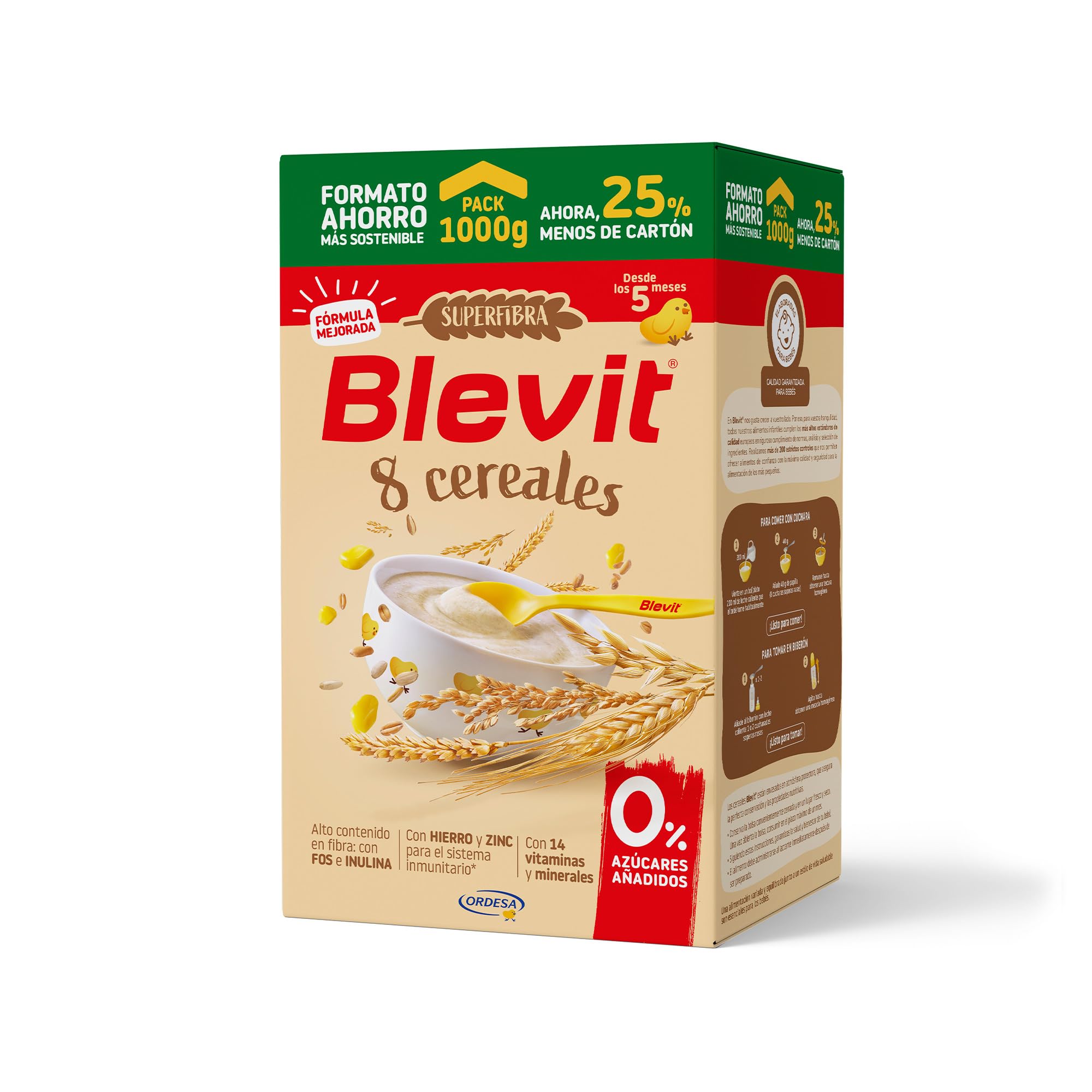 Blevit Superfibra 8 Cereales 1kg Papilla para Bebé 5 Meses Vitaminas Minerales Fibra