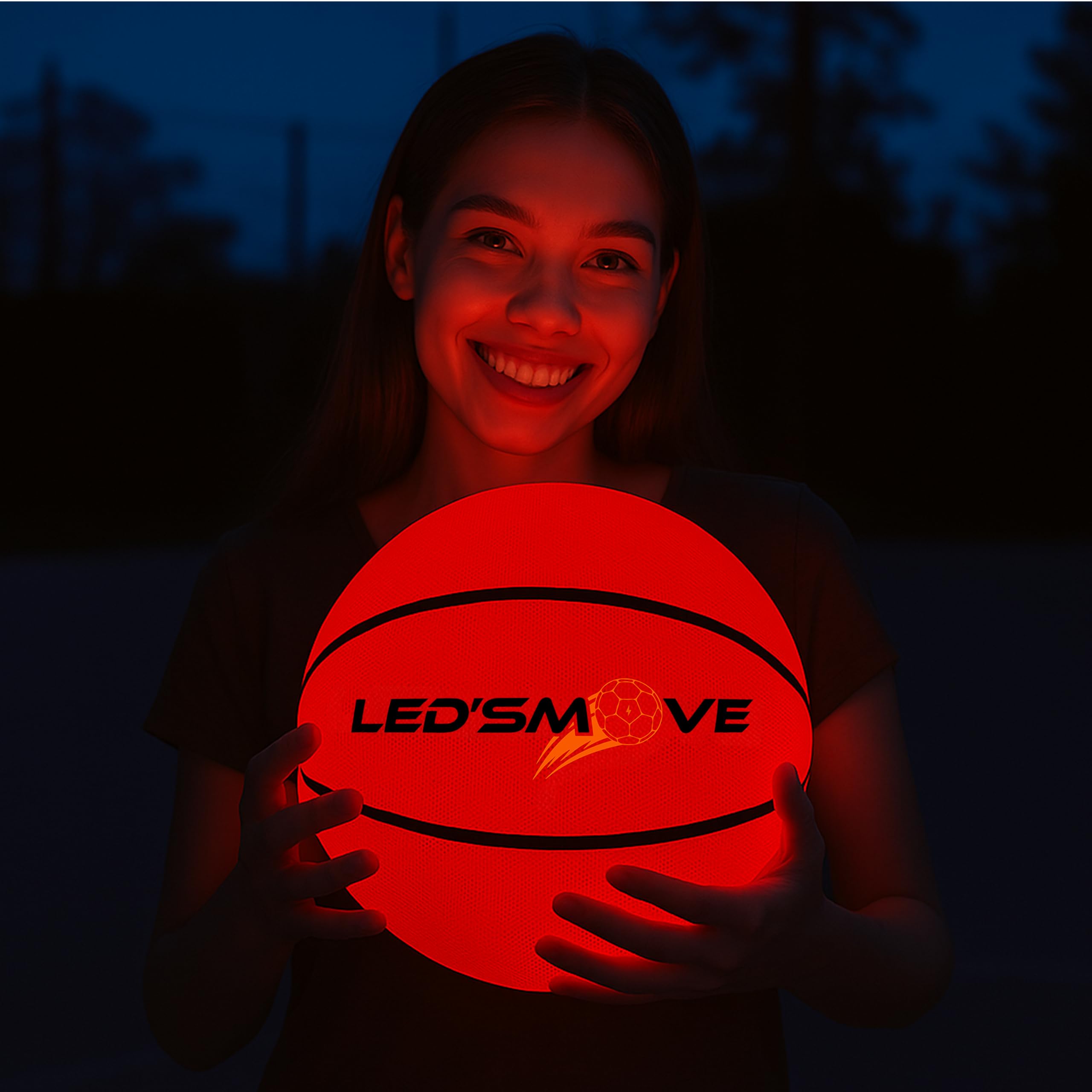 LED'S MOVE LS3 Pallone Basket Luminoso LED Taglia 7 Outdoor, Pallone da Basket Ricaricabile USB-C, Palla Basket Bambini Esterno Interno, Bambini 8 10 12 Anni Giocare Fuori Sport