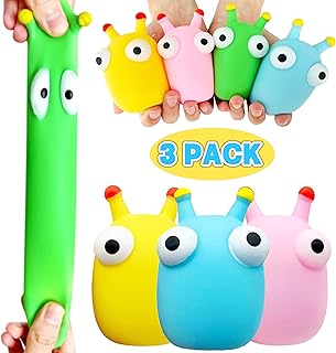 Popping Eyes Squeeze Toys Grass Worm Stress Balls for Kids (3-Pack) Squishy Ball Fidget Toys Sensory Stress Ball Stress Relief Toy Autism Sensory Toys for Autistic Children Party Favors (Random Color)