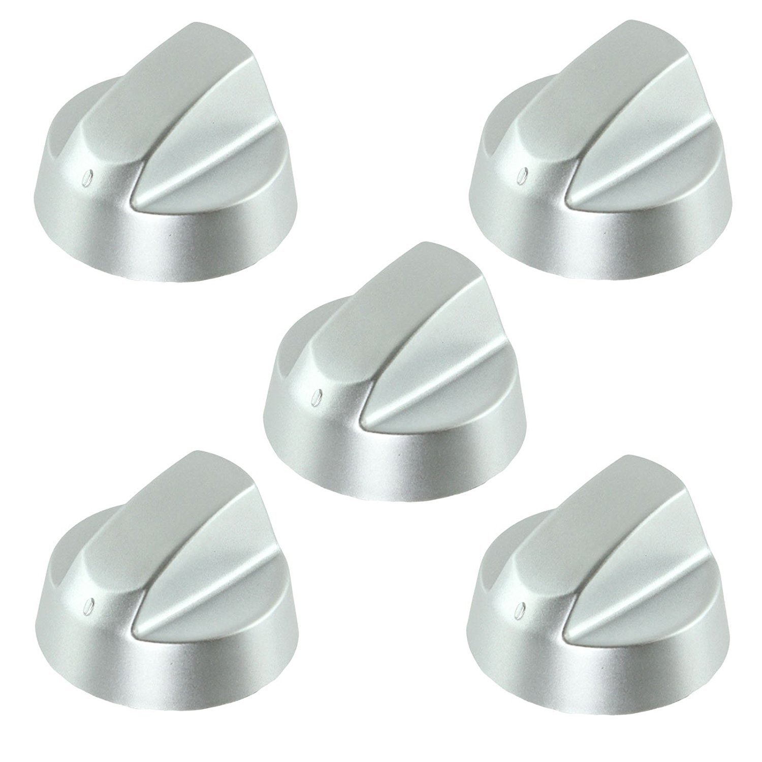 Spares2go Silver Control Knobs/Dials For Elba Oven Cooker & Hob (Pack Of 5 + Adaptors, )