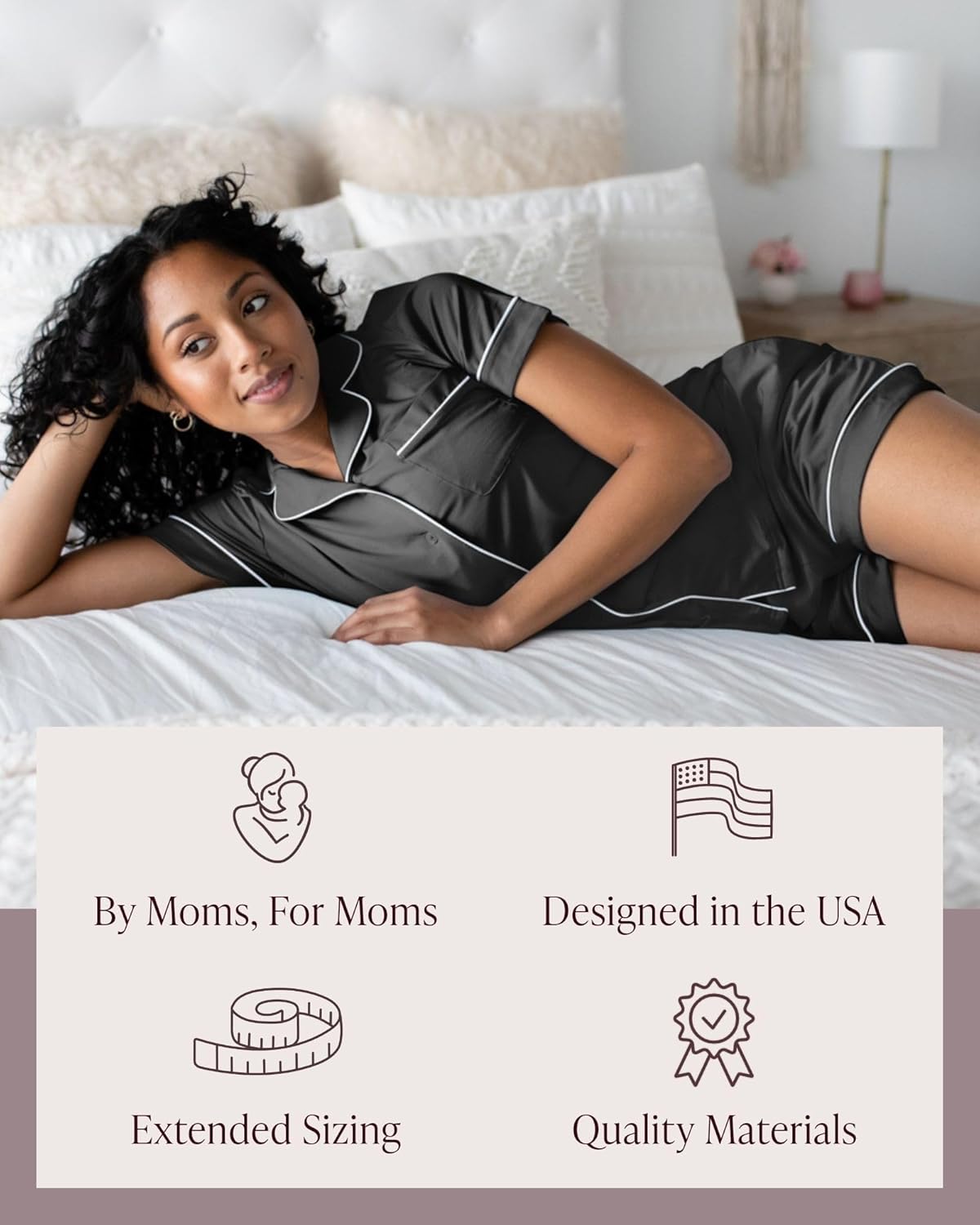 Kindred Bravely Clea Maternity Pajamas & Postpartum Lounge Sets for Women, Short Sleeve Nursing Pajamas