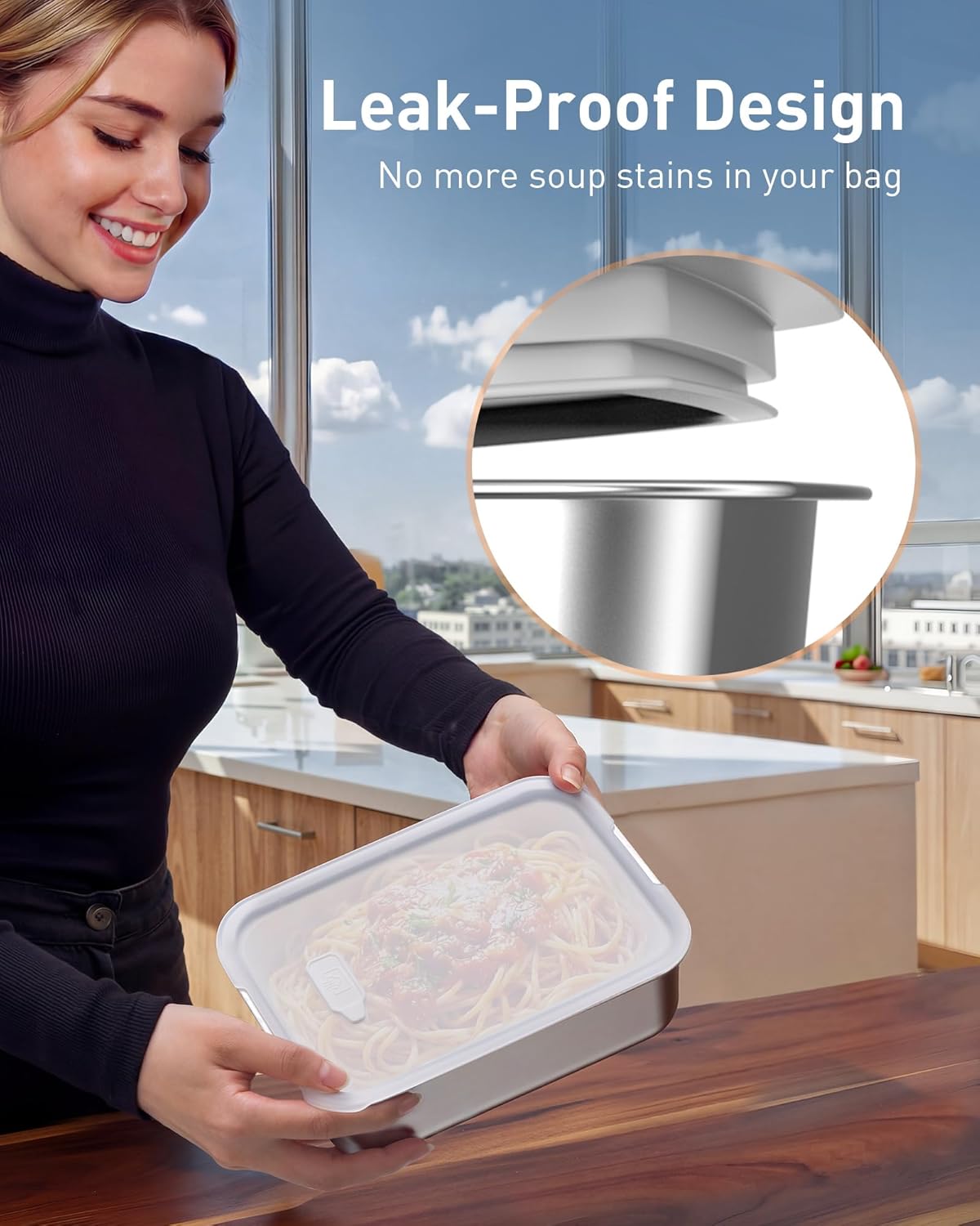 EAST OAK Heated Lunch Box for Men, Electric Lunch Box for Adults, 6.3 Cups Portable Food Warmer, 27000mAh Rechargeable Self Heating Food Heater with Memory Function, Automatic Keep Warm(Classic Blue)