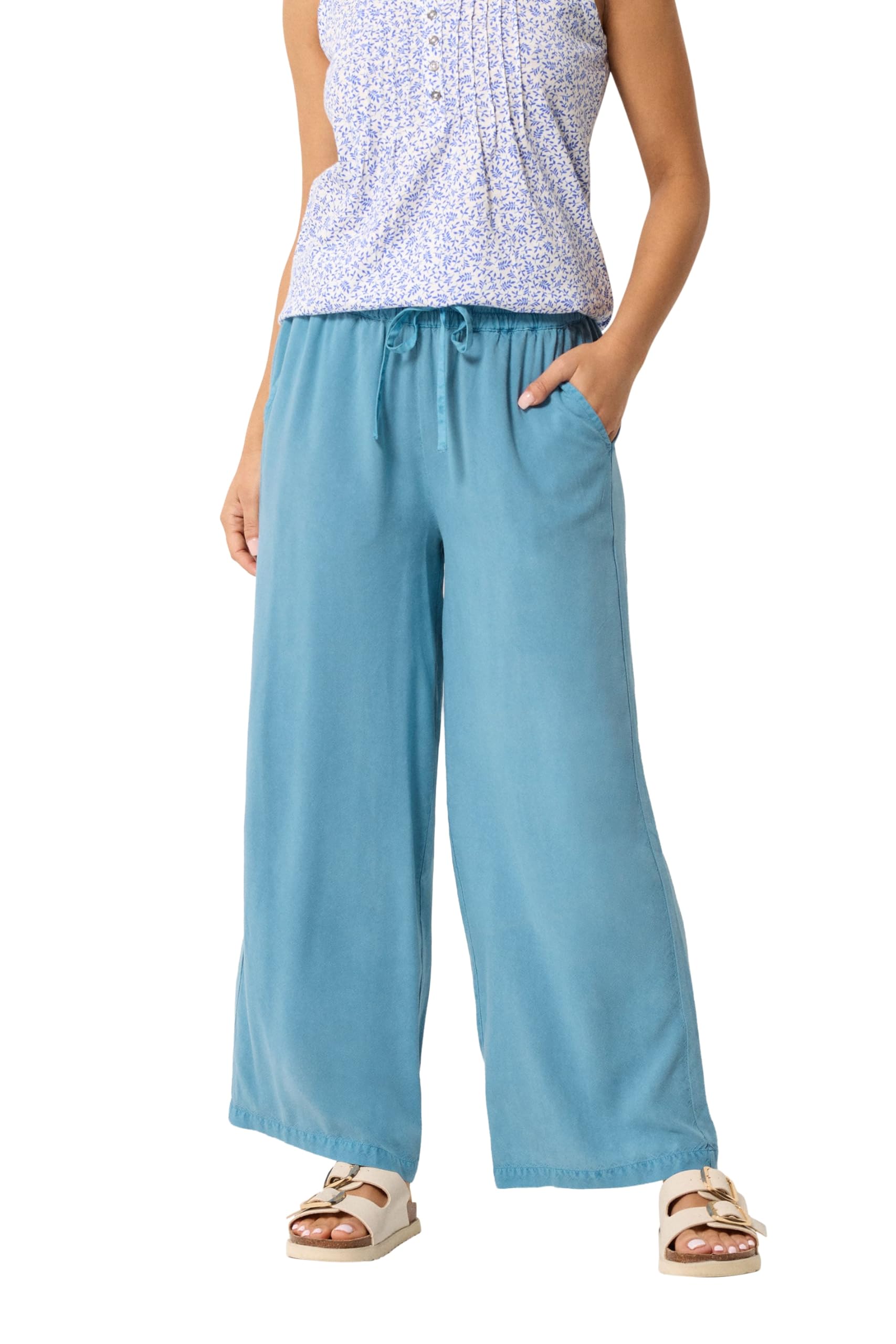 M&Co Women's Wide Leg Trousers in Light Blue | Size: 16S