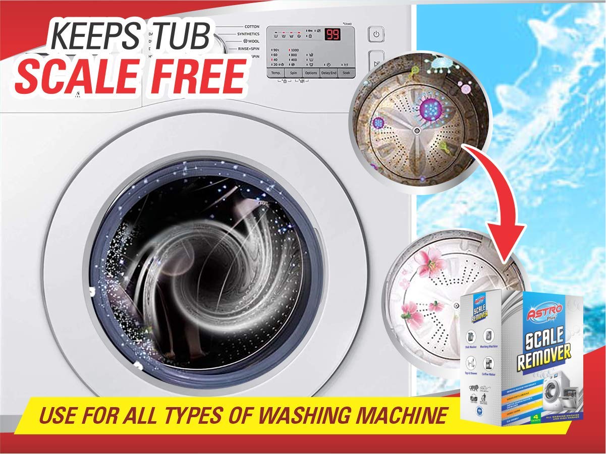 Astro Plus Scale Remover, Remover New Washing Machine Tub Cleaning Powder, Suitable For All Branded Top & Front Load Descaling (200 Grams) Mini Pack 2