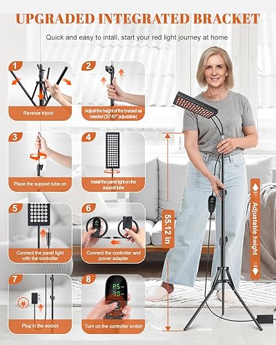 Miniatura 6 de Terapia de luces rojas para cara del cuerpo, panel de terapia de luz LED de 75 con soporte, luz roja de 35 W 660 nm y dispositivo de luz infrarroja