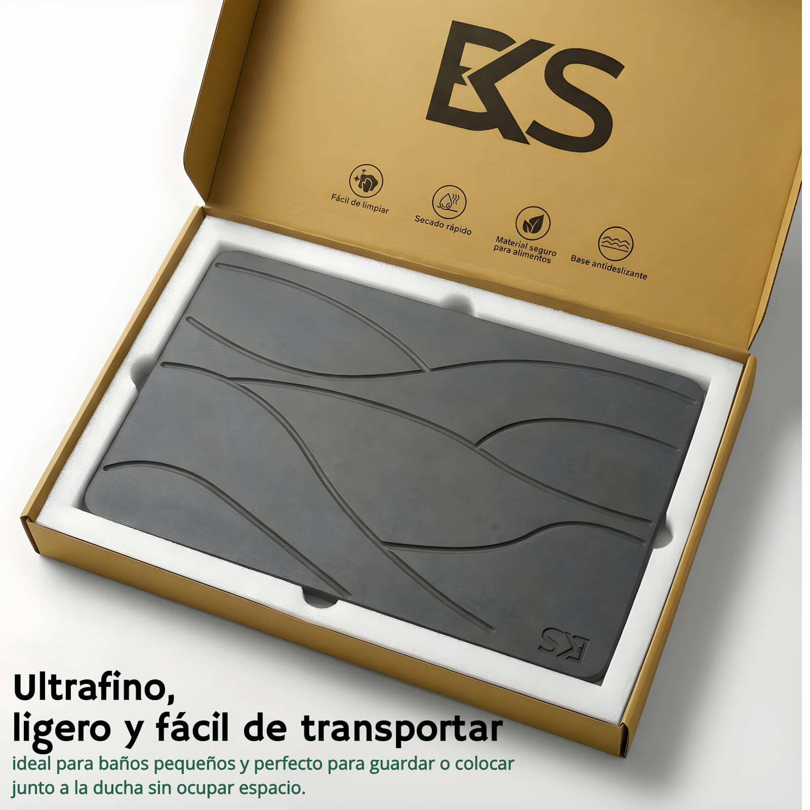 Alfombra diatomita baño de secado rápido, alfombra de piedra diatomita para baño con superficie antideslizante, diseño ultrafino y antibacteriano, alfombrilla baño resistente a la humedad y al moho