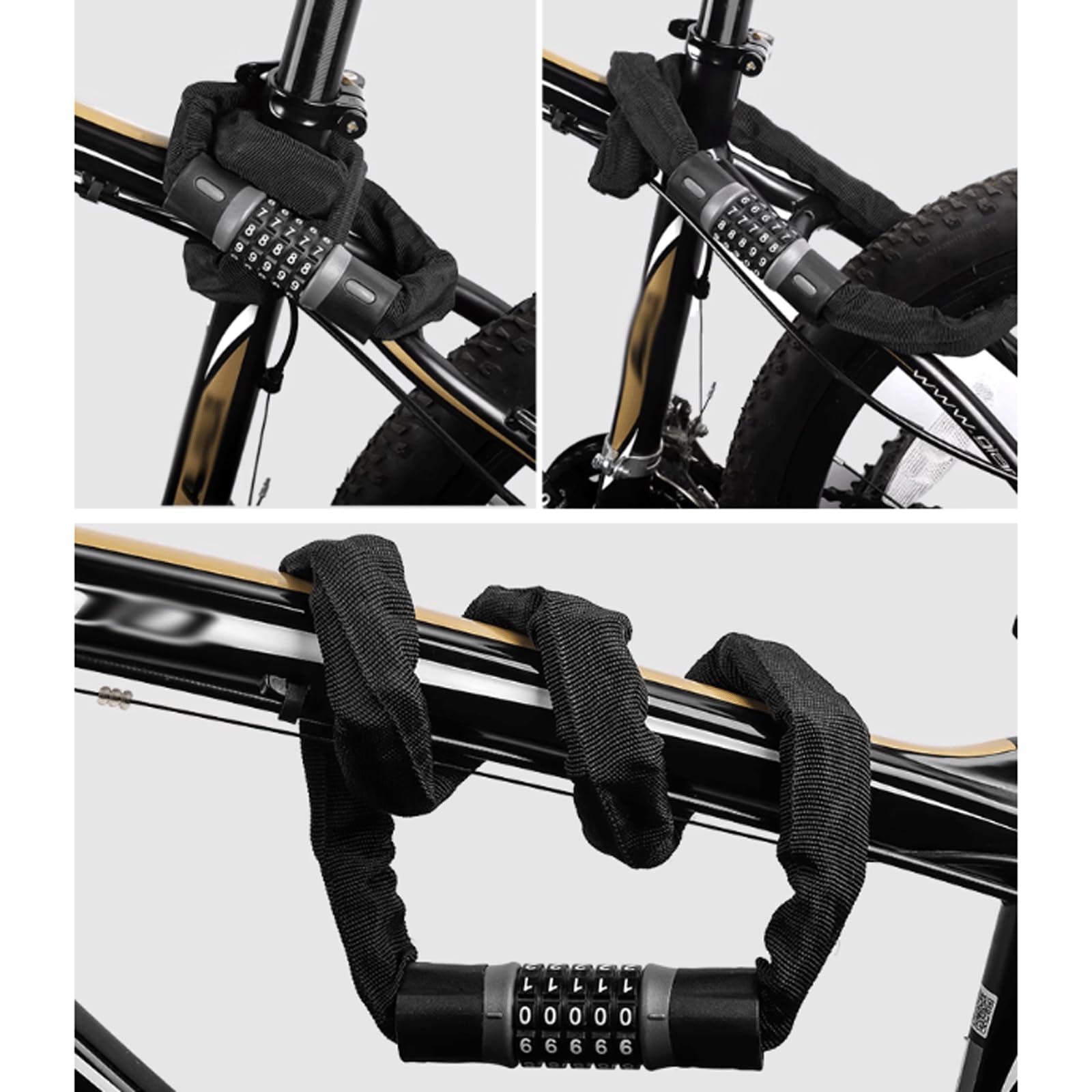 KRILLIQ Bloqueo antirrobo Accesorios portátiles para Bicicleta, candado de Cadena con contraseña antirrobo, candado para Rueda de Motocicleta, Moto de Cross y Scooter Motocicleta
