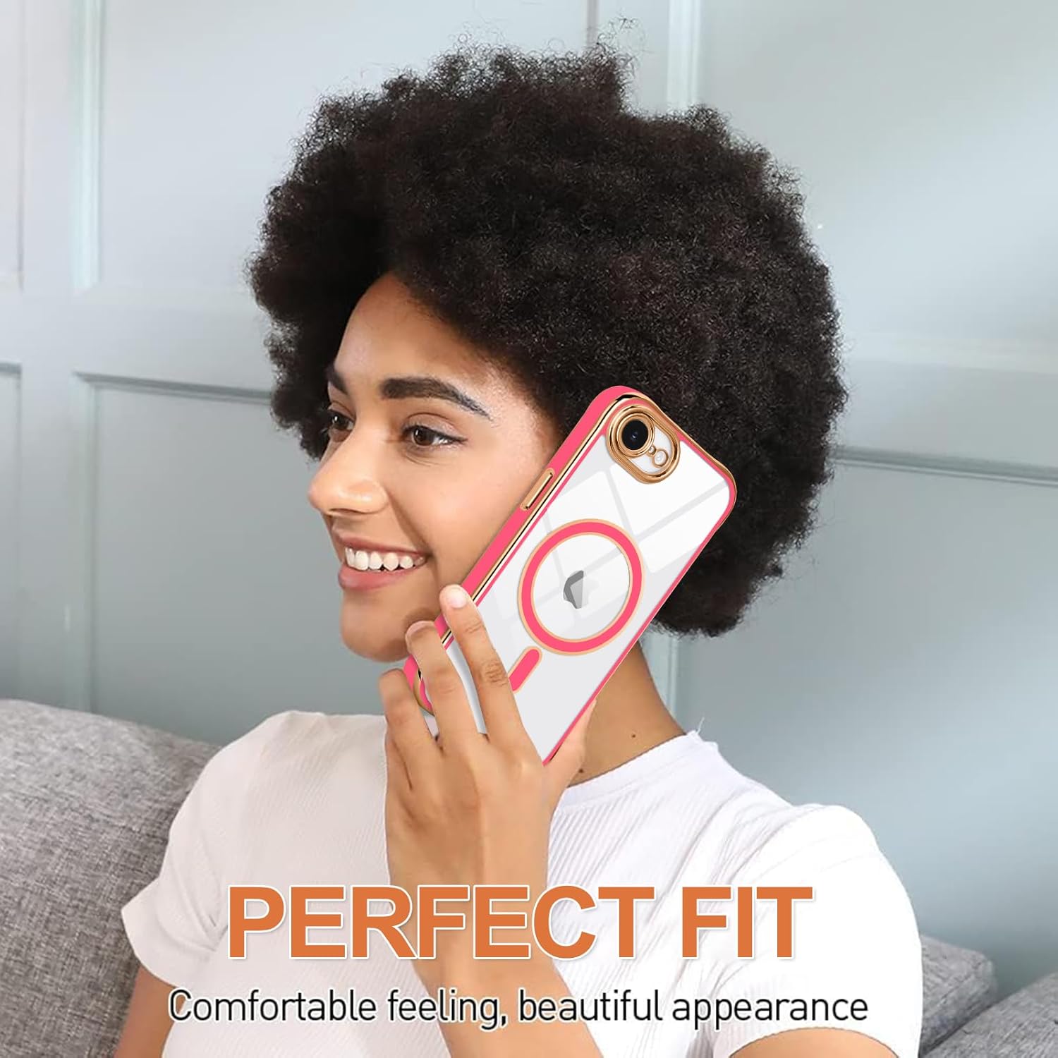 LCHULLE Magnetic for iPhone 16e Case [Compatible with MagSafe] Full Camera Lens Protector Luxury Plating Soft Clear Silicone Cover for Women Men Shockproof Phone Case for iPhone 16e, Hot Pink - Image 5