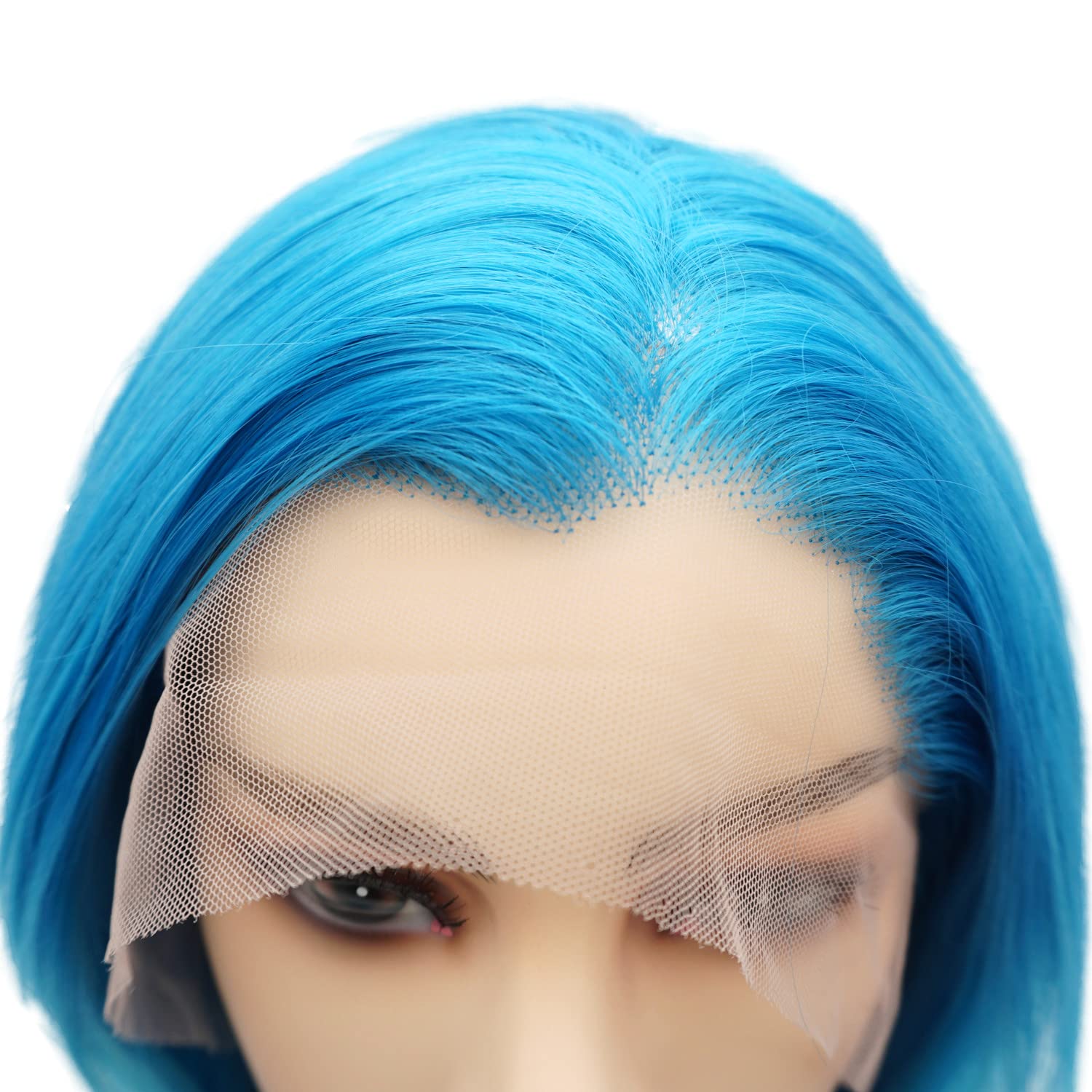 Hair Synthetic Lace Front Wig Wavy Long 24inch Blue Root Light Blue Ombre Heavy Density Heat Resistant Realistic Wig
