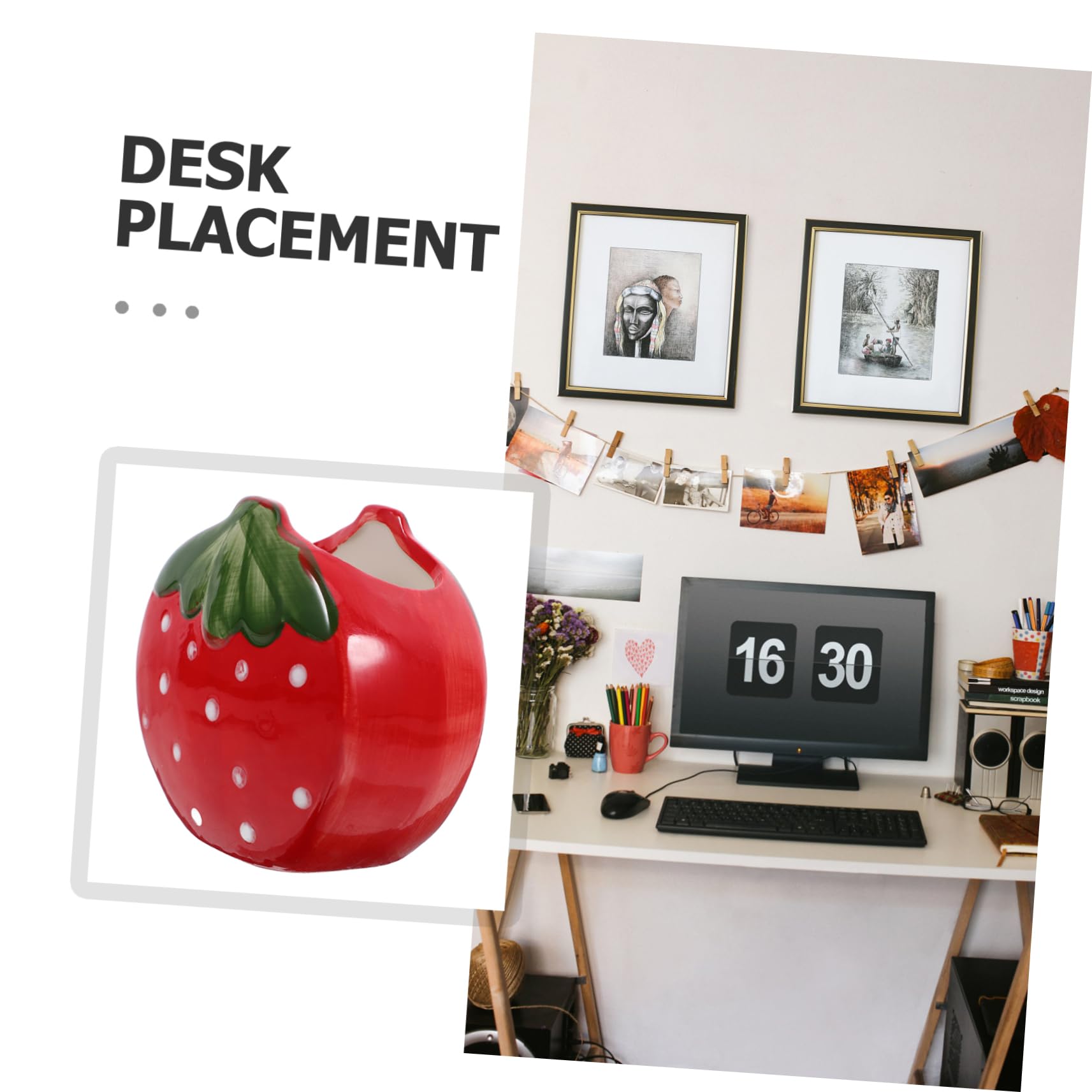 OSALADI 2 Pezzi Portapenne Alla Fragola Secchi Per Matite Porta a Matita Da Scrivania Portapenne Da Scrivania Porta Di Penna Alla Moda Organizzatore Di Penna Da Ceramica Rosso
