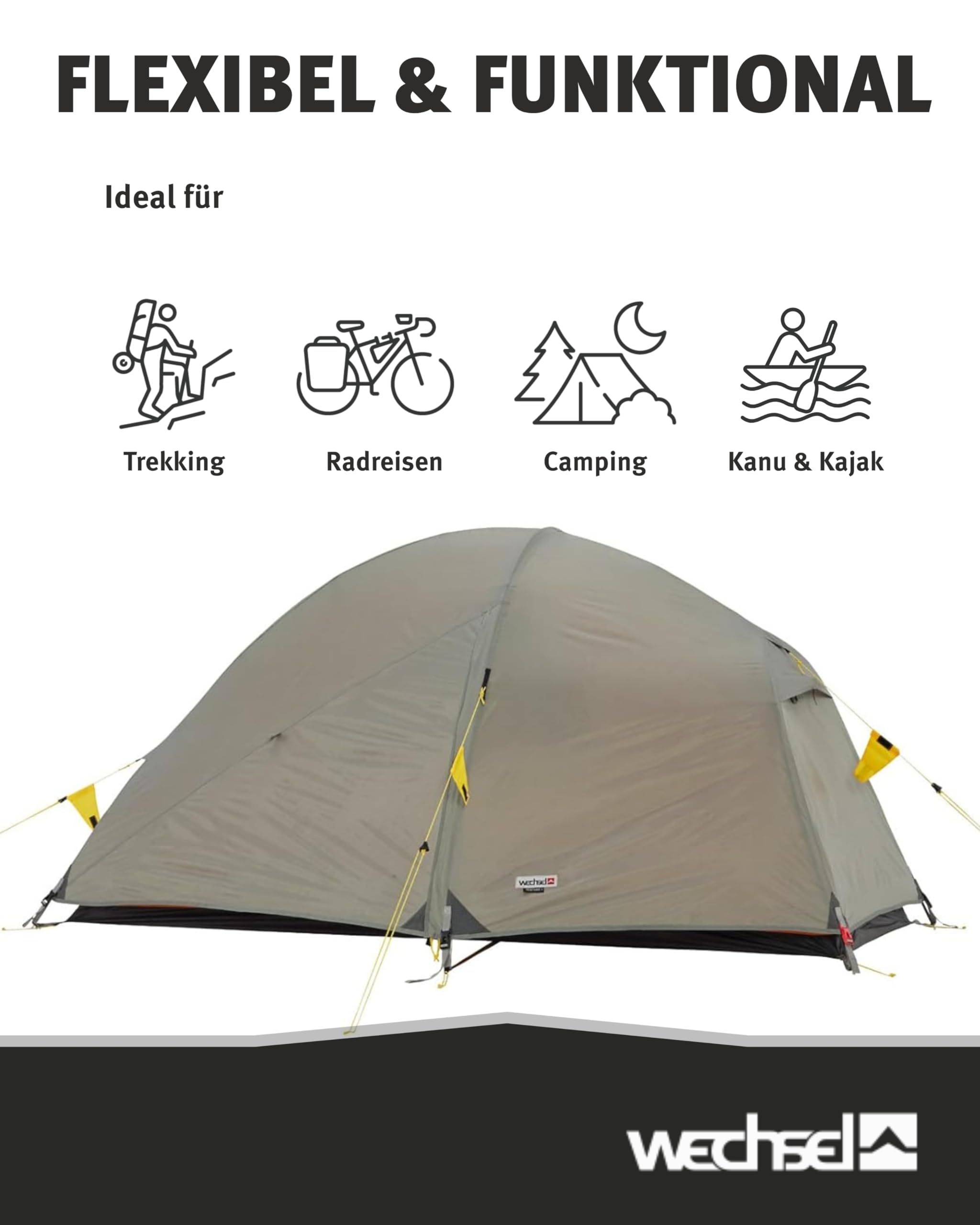 Wechsel Trekkingzelt Venture 1 I Kuppelzelt für 1 Person I schnell aufbaubares Hybridzelt I kompakt & transportabel I ideales Outdoor-Zelt für Camping, Wandern & Bike Packing