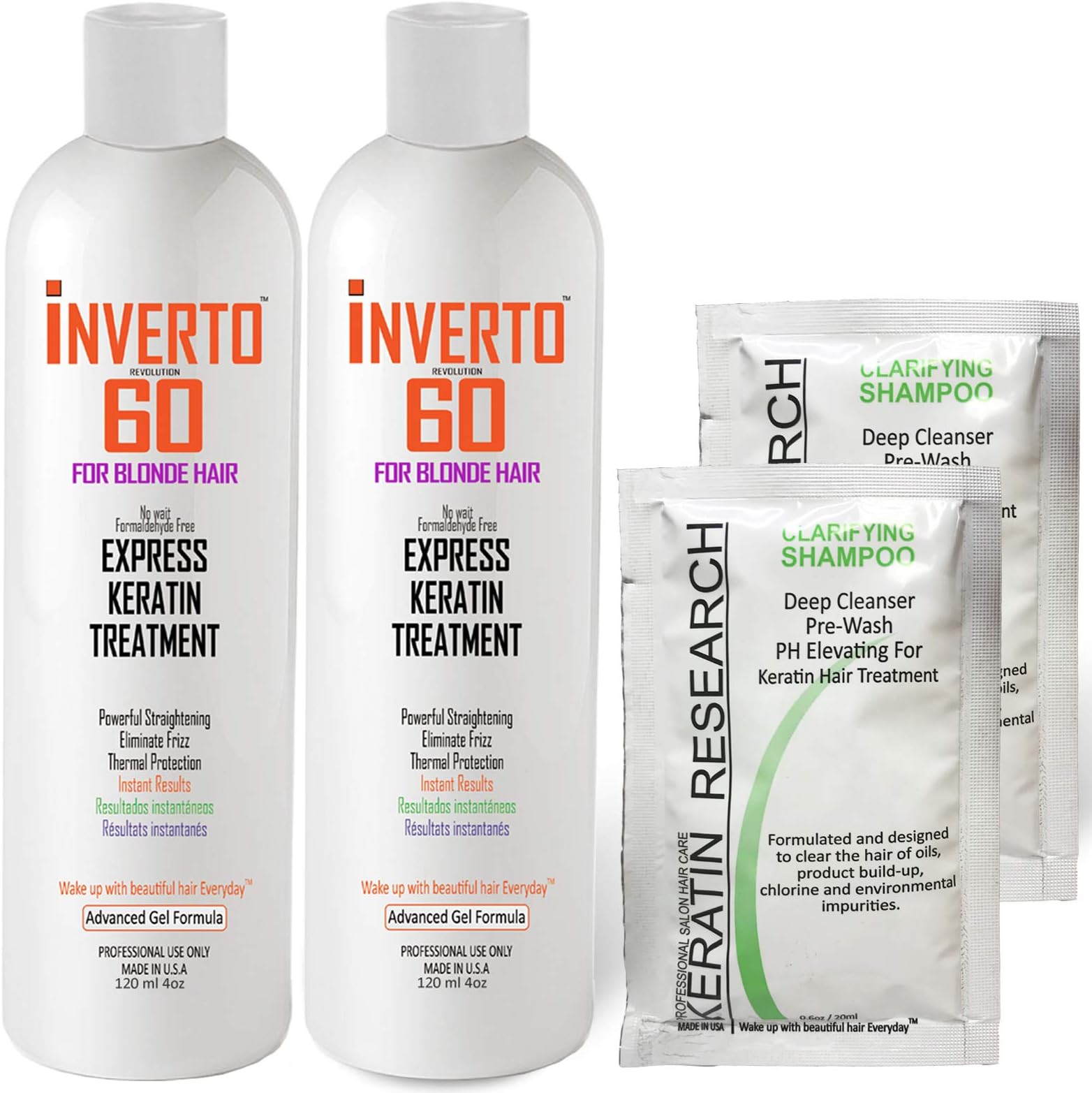 INVERTO REVOLUTION Keratin Treatment for Blonde Hair 2x120ml Specifically Designed for blonde and Light Colored Hair Formaldehyde Free