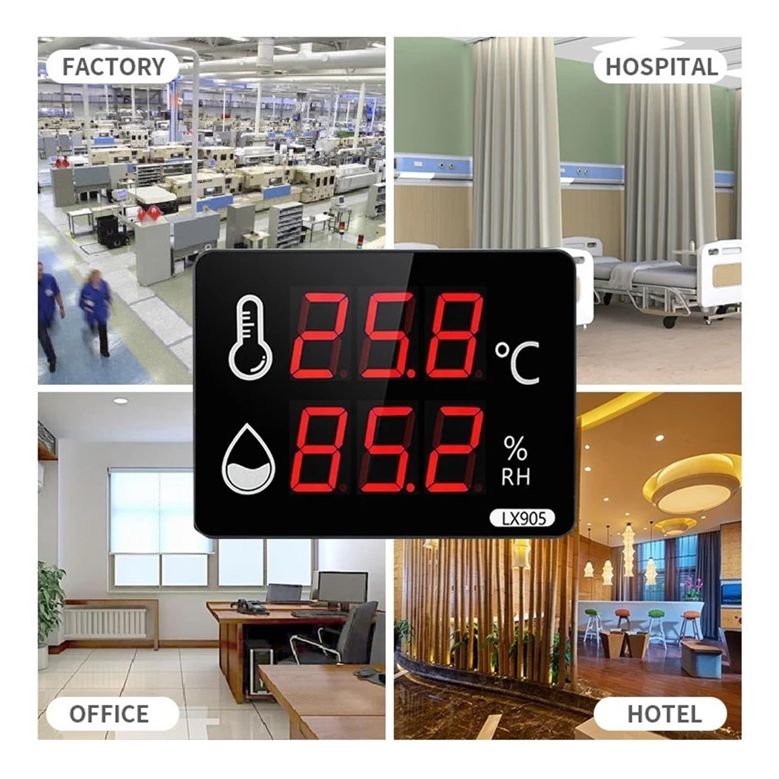 Digitale Temperatur und Feuchtigkeit Instrumente Thermometer Meter außen Sauna Schwimmbad Uesd LED,Hohe Stabilitätsleistung