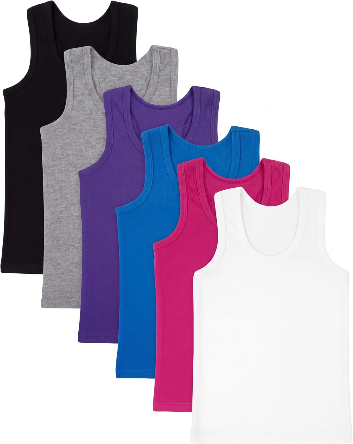 6 Pieces Girls Tank Top, Racerback Sleeveless Cotton Athletic Tops, Multicolor Dance Gymnastics Workout Shirts