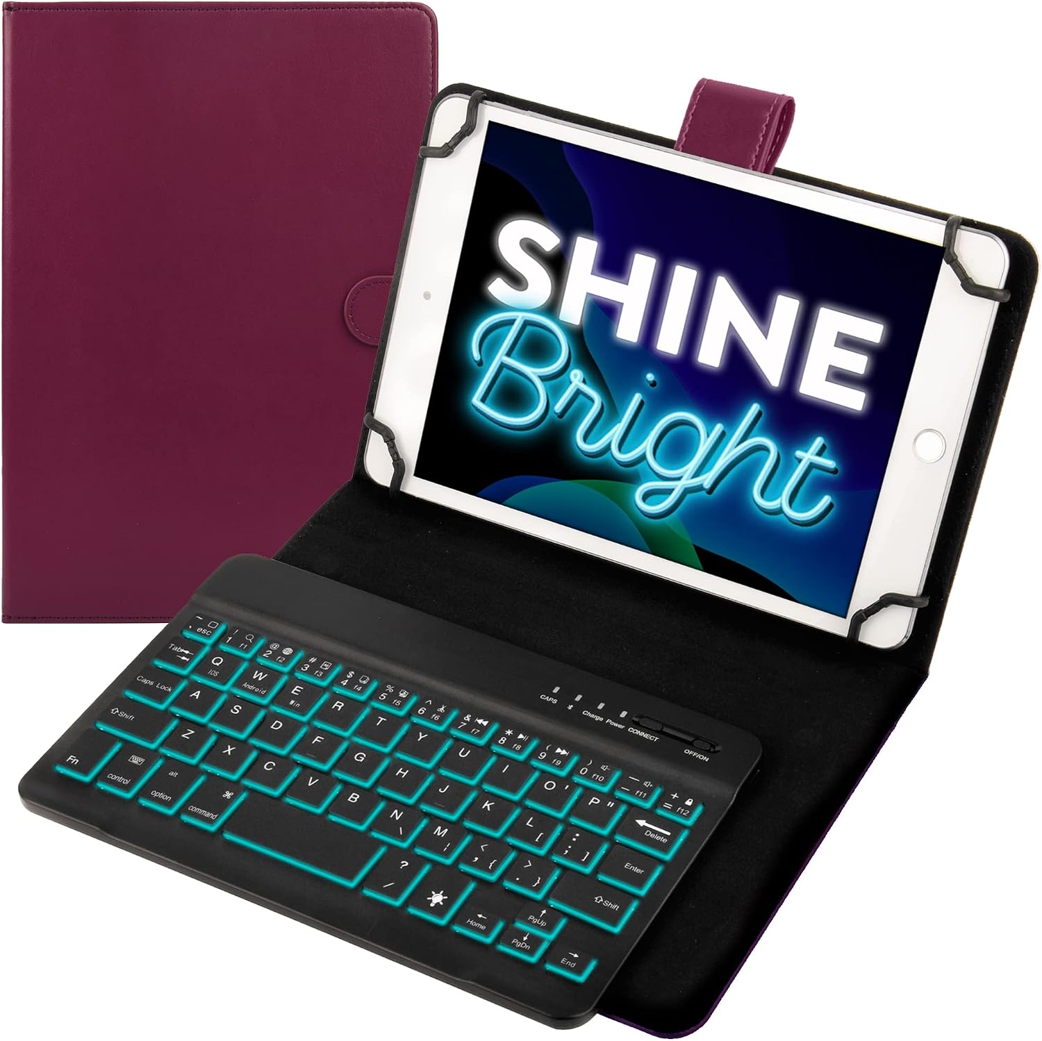 Cooper Backlight Executive Keyboard Case for 7, 7.9, 8" Tablets | Universal 2-in-1 Bluetooth Keyboard & Leather Folio, 7 Color Backlit, 13 Hotkeys