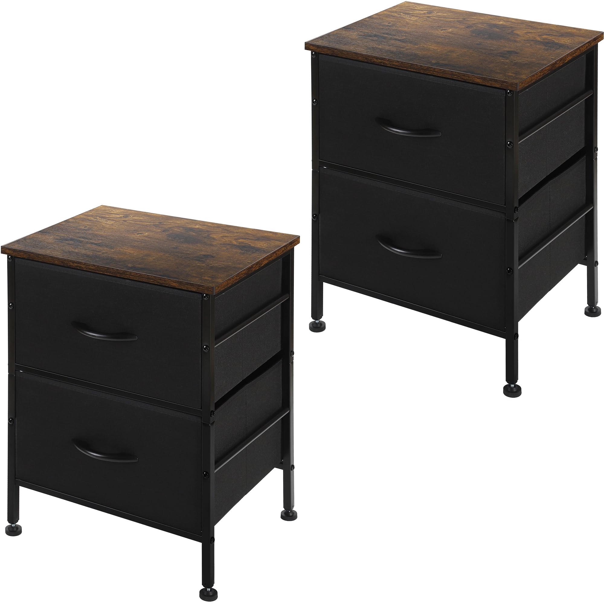 YOHKOHTall Dresser Storage Drawers Stand with 2 Removable Fabric Drawers-Organizer Unit for Bedroom, Living Room,Storage Bins with Drawers 2 Pack