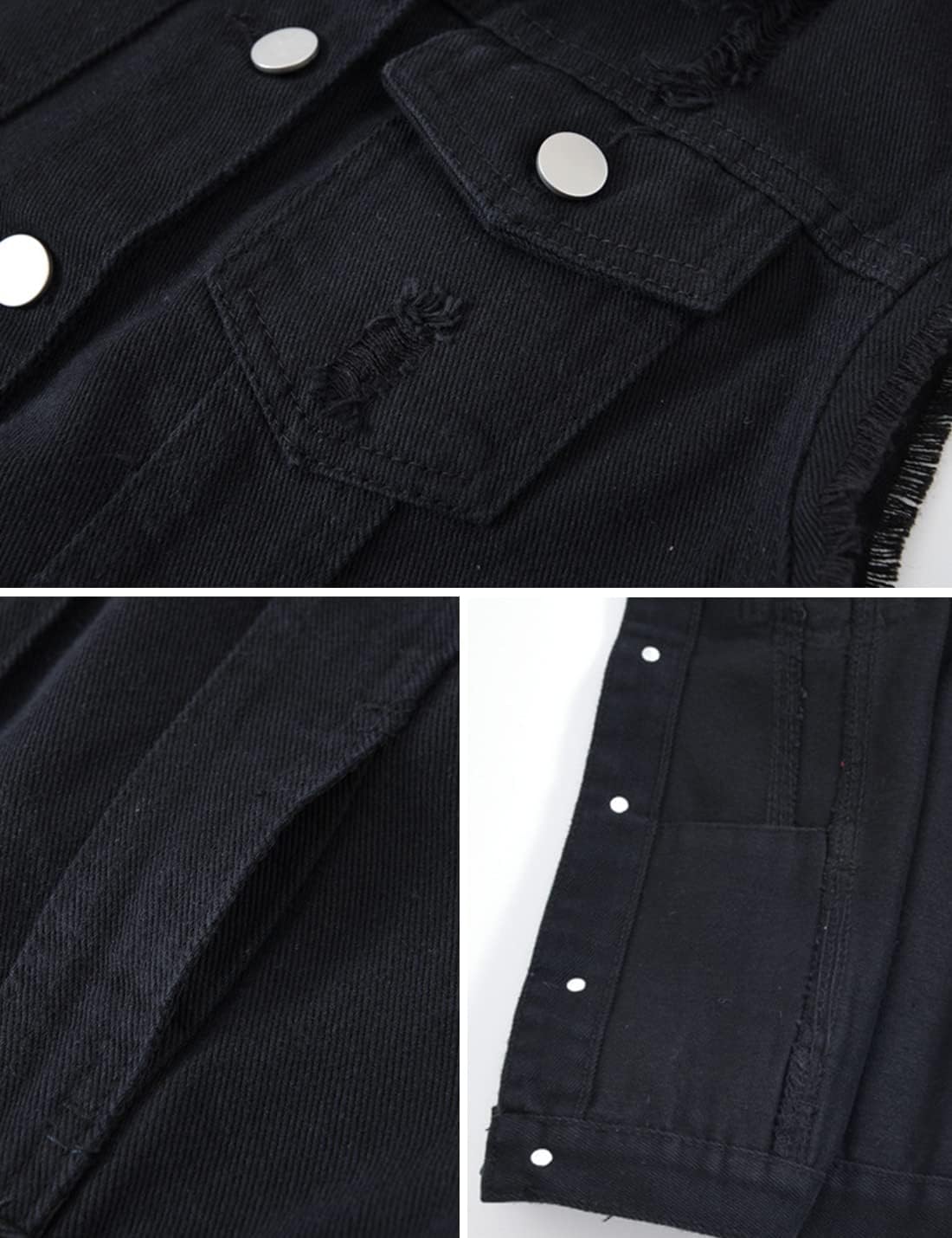 Locachy Women's Casual Denim Vest Jacket Slim Fit Sleeveless Ripped Tops - Image 5