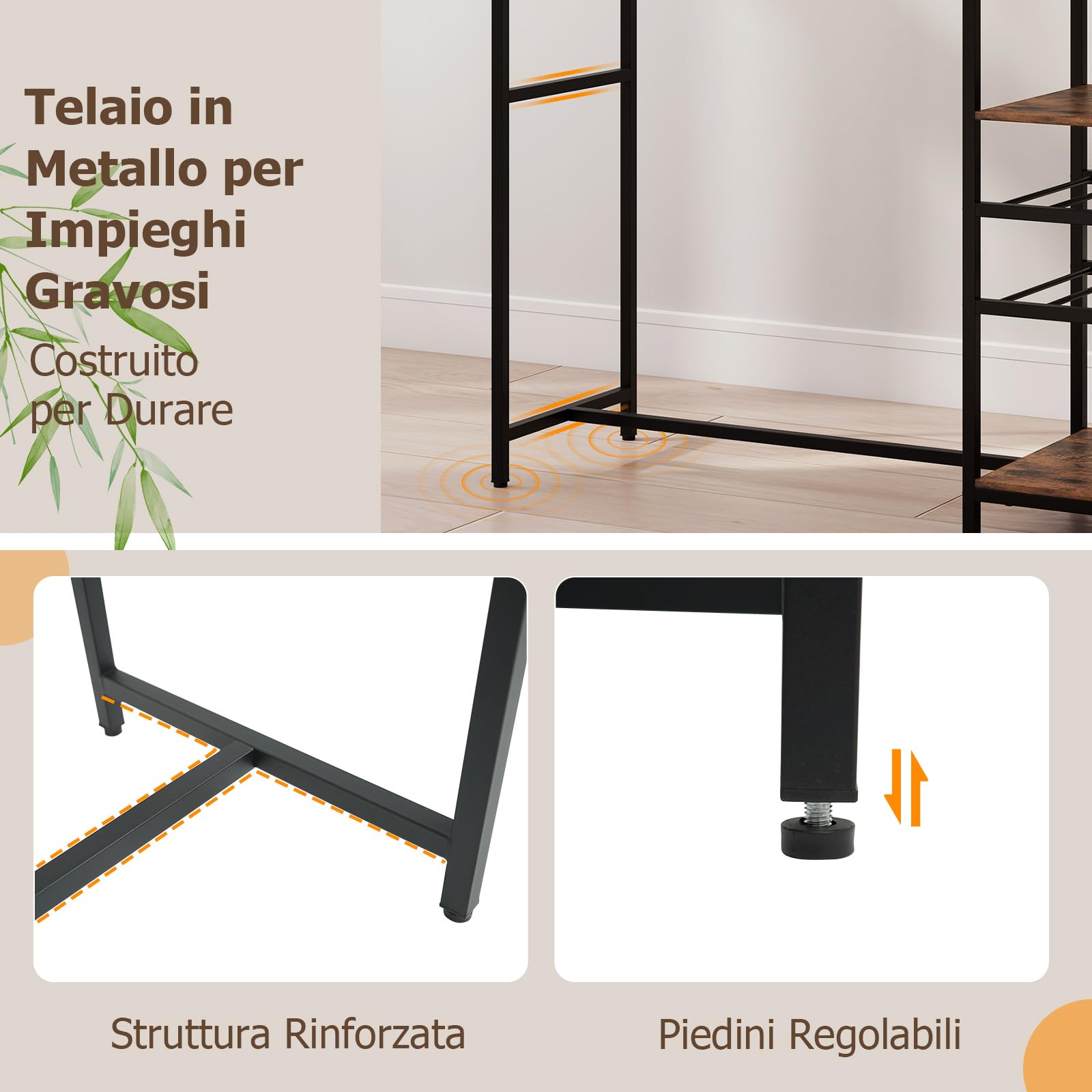 COSTWAY Tavolo da Bar 121 x 41 x 105,5 cm, Angolo Bar per Casa con Scaffali di Stoccaggio, Portabottiglie e Portacalici, Tavolo Alto per Cucina, Soggiorno, Ristorante e Bistrò