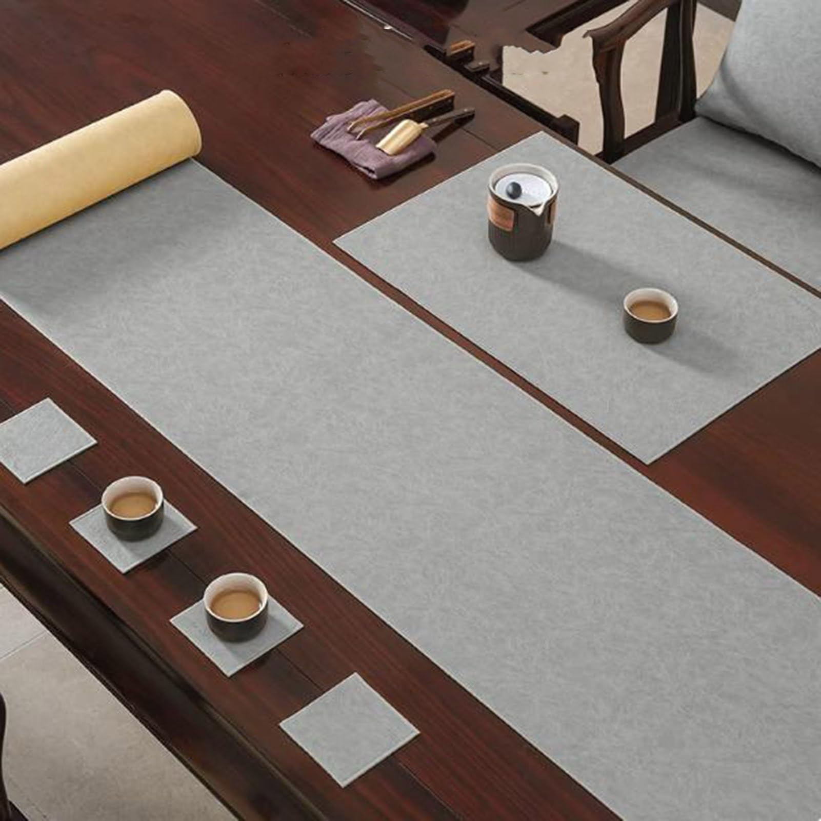 Camino de mesa, de piel sintética, impermeable, antideslizante, resistente al calor, para ceremonias de té, eventos en casa, restaurantes, bodas y hoteles
