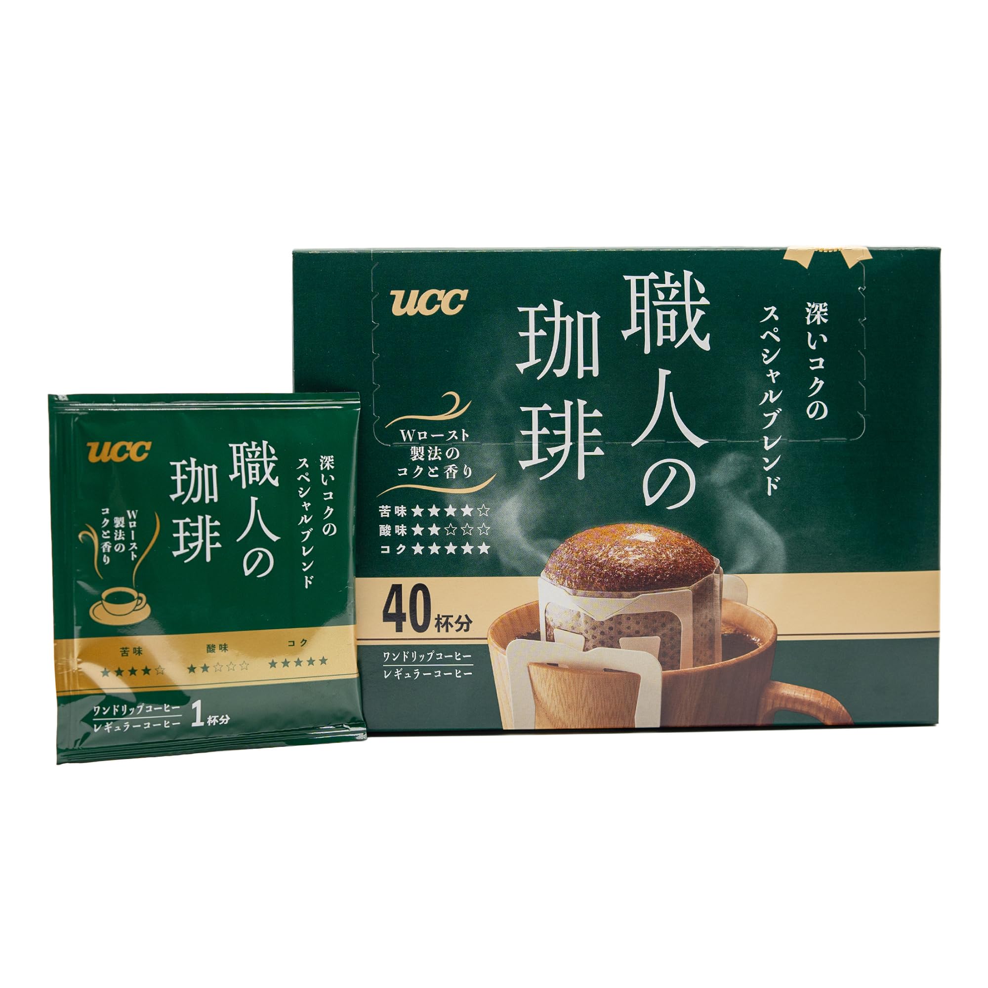 UCC Shokunin Coffee Special Blend, Single Serve Japanese Style Pour Over Coffee, imported from Japan, 40 Individual Bags 0.25 oz (7g) per bag, Sun-Dried Beans, Artisan Crafted, Each Bag Makes 5oz Cup, (1 PACK)