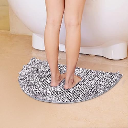 Miniatura 8 de Alfombra de ducha de felpa para baño, alfombra de baño semicircular, antideslizante, suave, peluda, duradera, gruesa, lavable a máquina,
