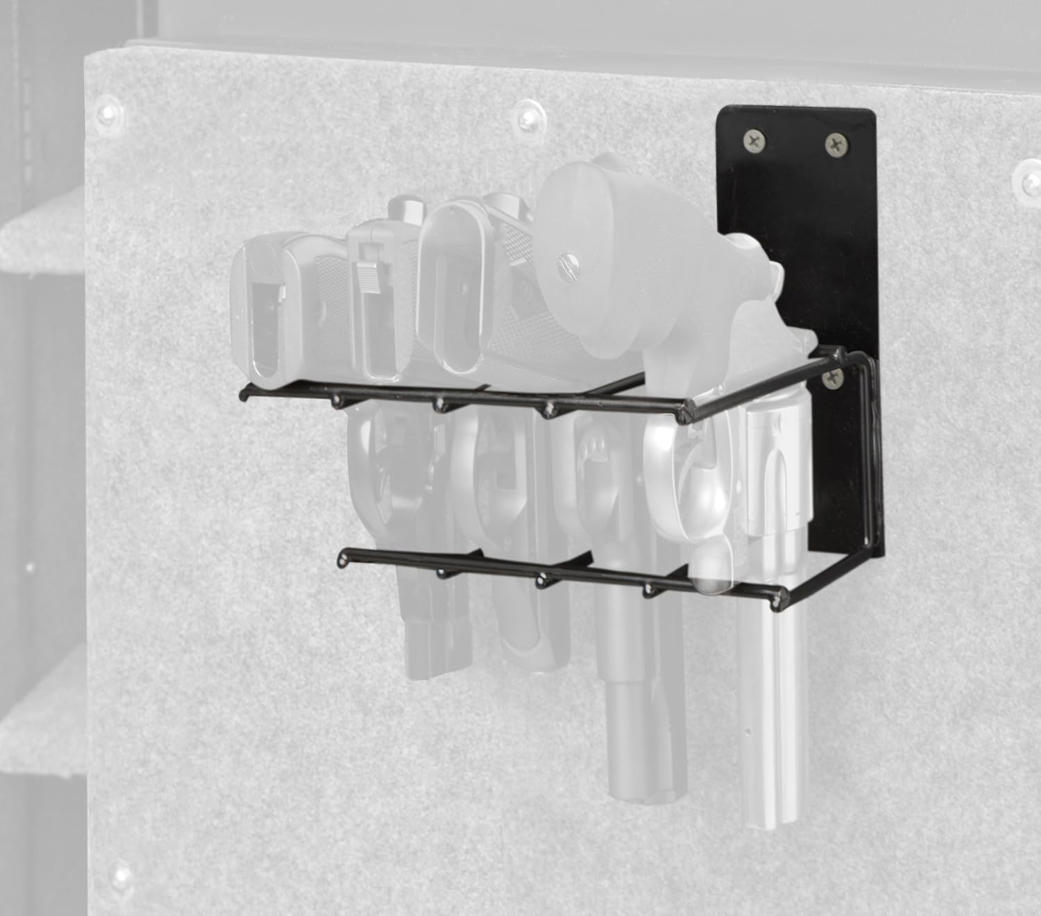 Rack'Em Gun Racks - Wall Mount Pistol Rack - Gun Safe Rack - Indoor Handgun Storage Hooks - 3,4,5 Firearm Holsters - Heavy Duty Coated Steel