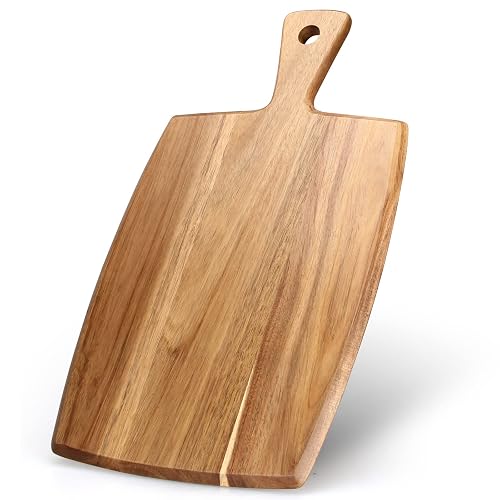 Acacia Wood Chopping Cutting Board Kitchen with Handle Charcuterie Boards | 17' Solid Decorative Large Wooden Cutting Bo