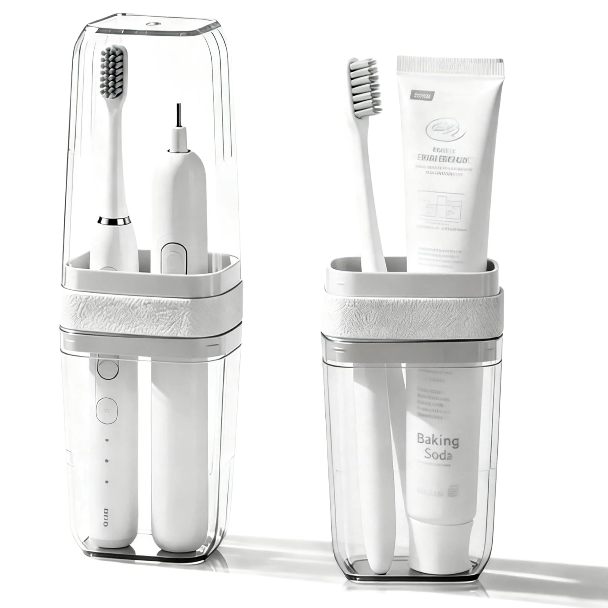 UZDOTB Travel Toothbrush Holders: 2-in-1 with Rinse Cups | Compact & Dustproof, Toothbrush & Toothpaste Travel Case, BPA-Free Clear Toothbrush Case for Traveling Camping Dorm Bathroom