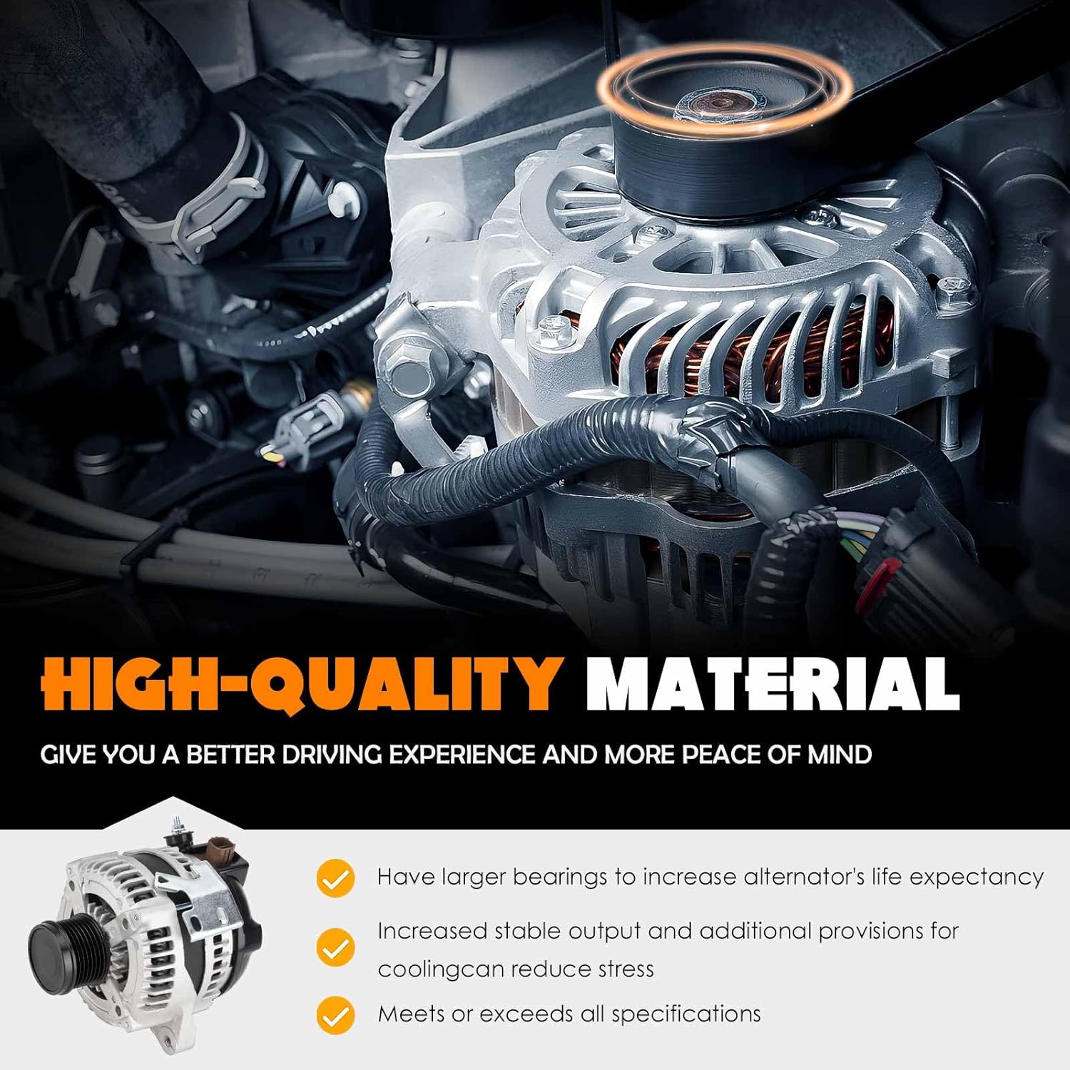 New Alternator L4 2.4L Fit for Toyota Camry 2007 2008 2009 (Not Fit Hybrid), for Corolla 2009 2010 (ONLY FIT XRS 2.4L), for Matrix 2009-2013, for Scion xB 2008-2013, 104210-4811, 88975511, 27060-28320