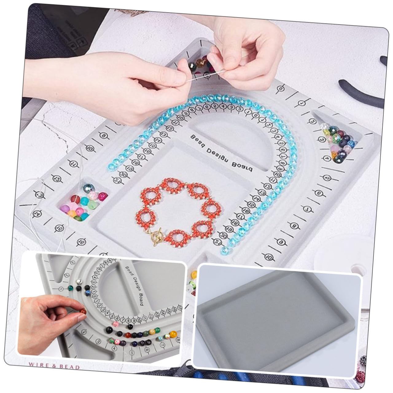 Tablero De Diseño De Cuentas Y Bandeja Organizadora Antideslizante Para Hacer Joyería Diy Collares Pulseras Accesorios De Bricolaje 12.59X9.44X0.59In
