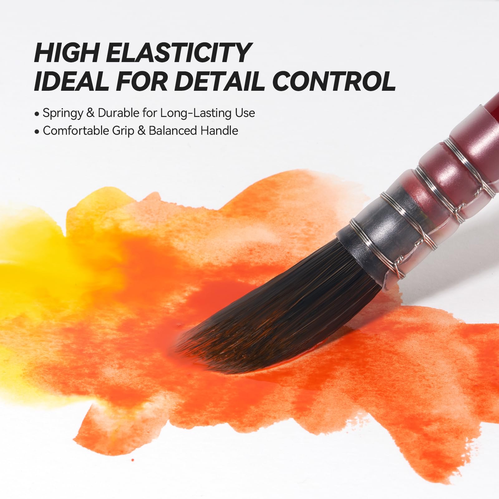 Lightwish Set di pennelli ad acquerello, 9 pezzi, setole sintetiche, pennelli professionali per acquerello, guazzo e acrilico, pennelli tondi, per artisti, adulti, principianti e hobby