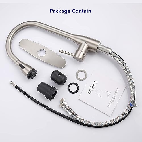 Miniatura 8 de Grifos de cocina con rociador extraíble, grifos de fregadero de cocina de latón macizo, giro de 360 grados, manguera flexible de 12 pulgadas, grifo