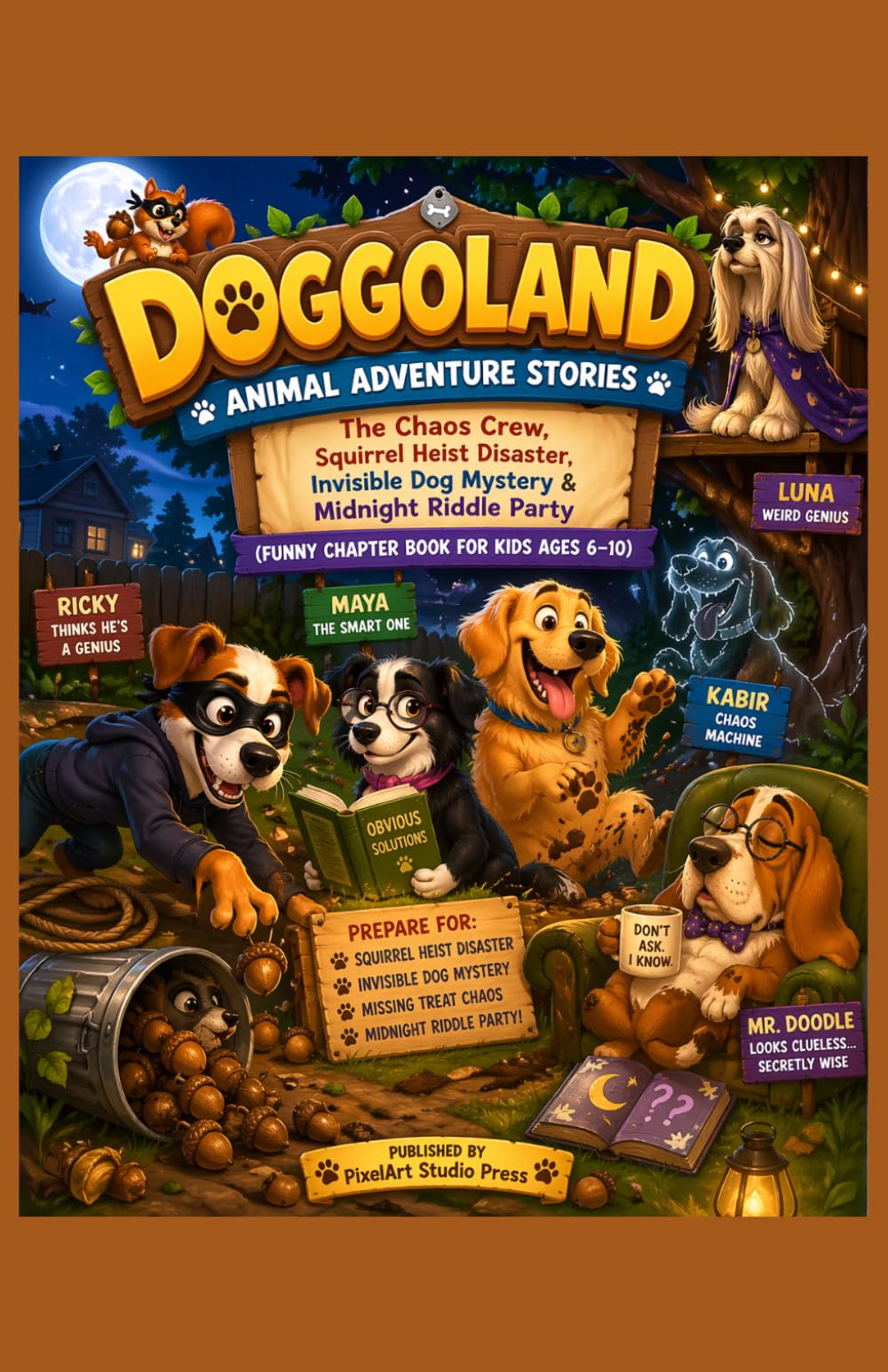 Doggoland: Animal Adventure Stories – The Chaos Crew, Squirrel Heist Disaster, Invisible Dog Mystery & Midnight Riddle Party: Chapter Book for Kids ... and Life Lessons (Doggoland Chronicles)