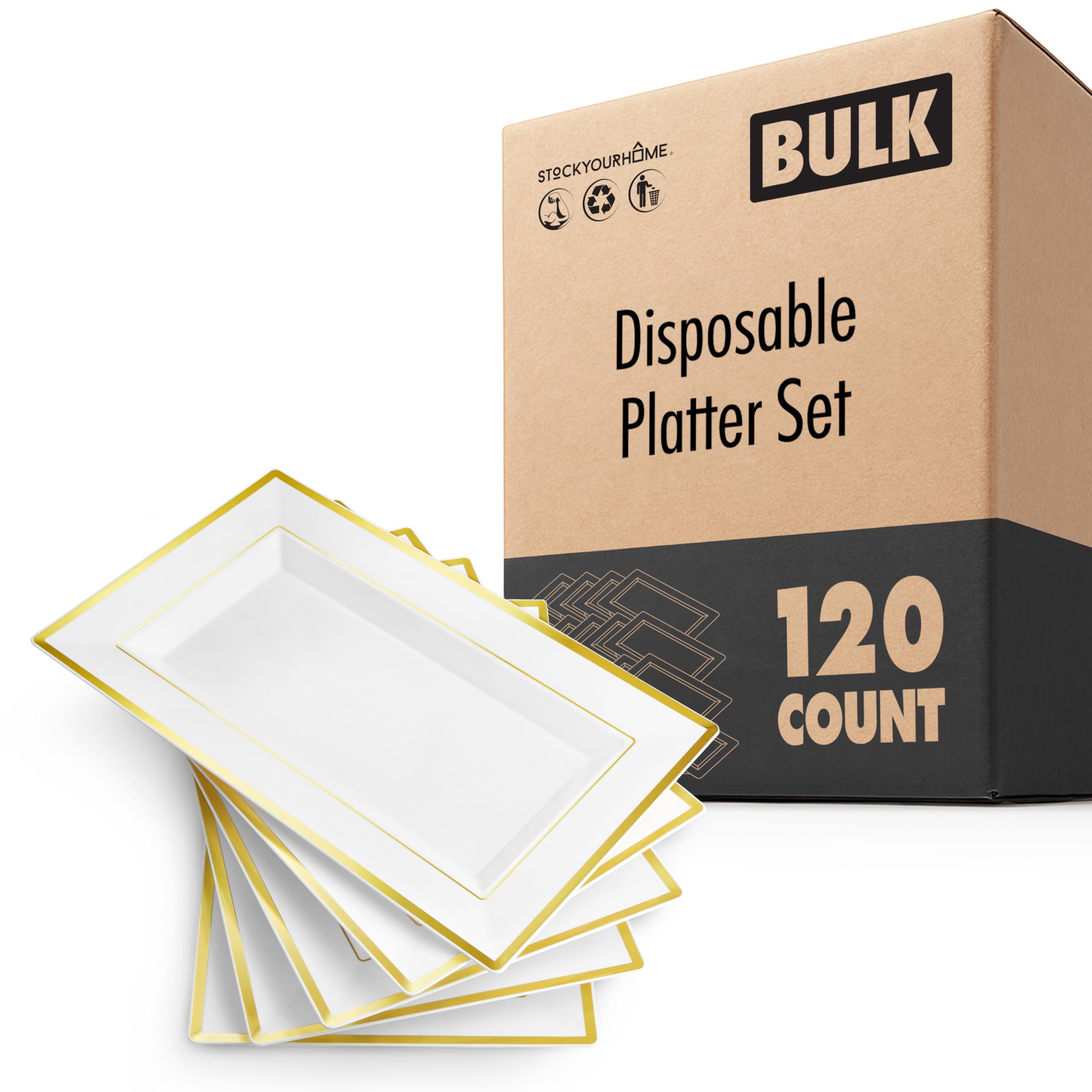 Stock Your Home 120 / 13 inches x 9 inches / White Plates