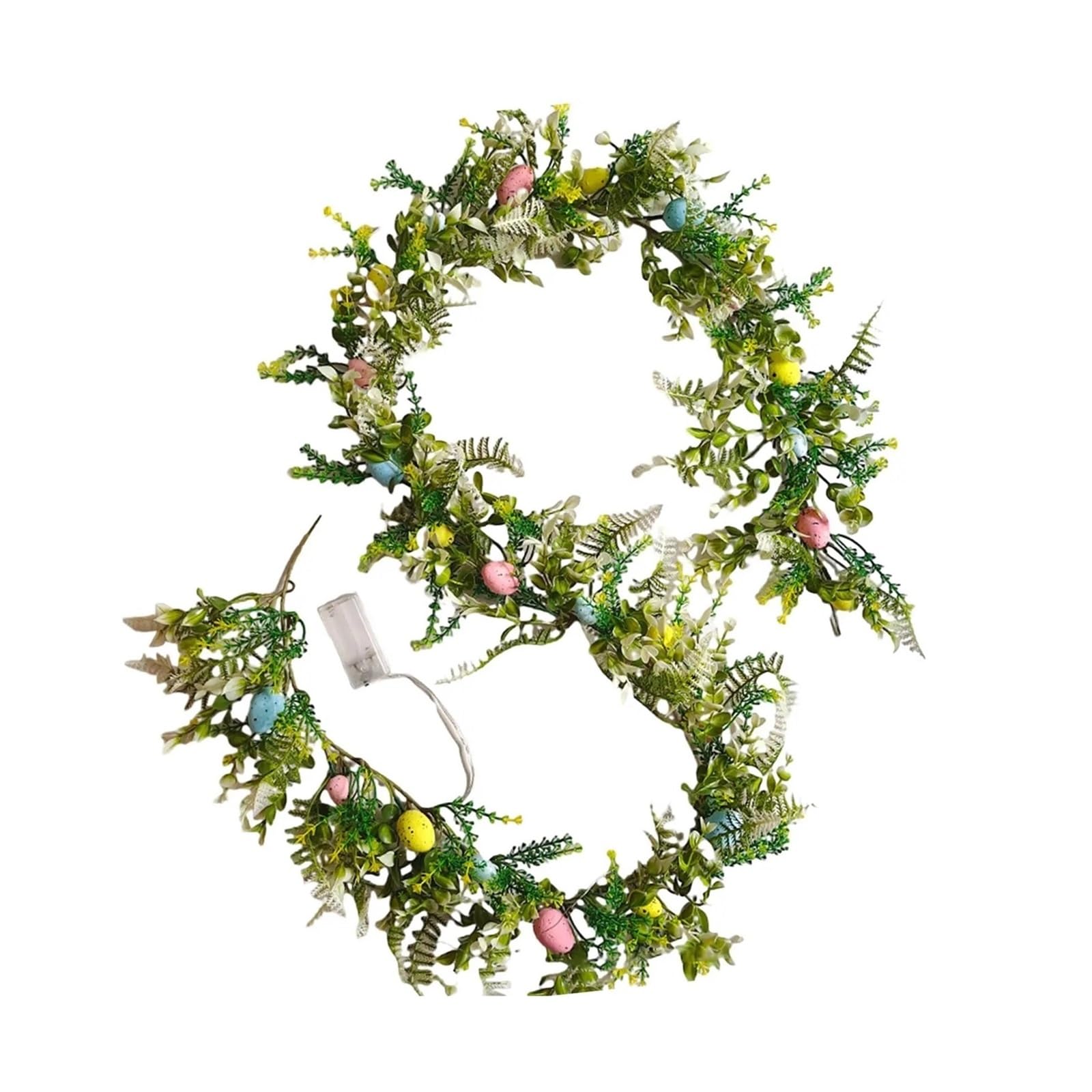 Ropicean Easter Garland Green Leaves Colorful Eggs