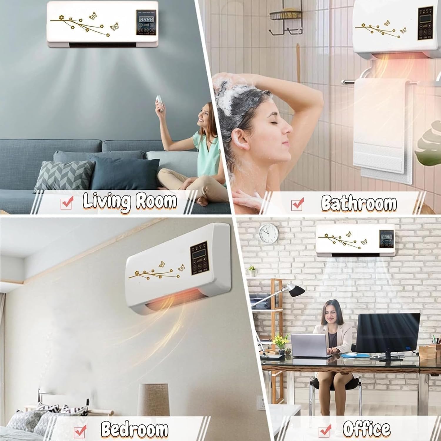 Climafy Portable Ductless Air Conditioner, Wall Mounted Split Max Air Conditioner, Mini Split Ac/Heating System Super Quiet Fast Cooling/Heating for Bedroom Living Room B 2PCS