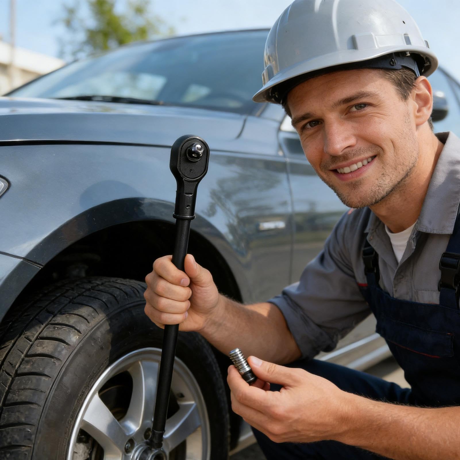 Llave de Carraca Extensible Manga Extensible de 19 mm para Llave | Trinquete de Accionamiento de Liberación Rápida Para Garaje Taller Exterior Coche Camión Vehículo Utilitario Deportivo