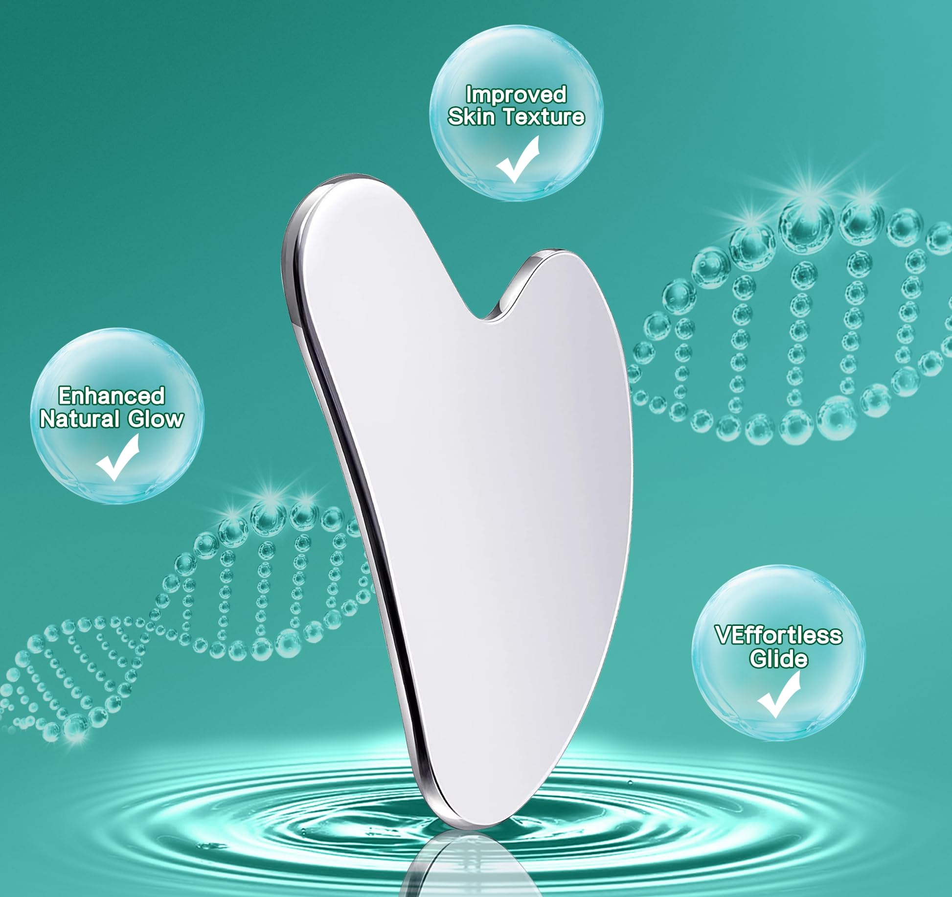 Gua Sha Outils faciaux en acier inoxydable, masseur de drainage lymphatique pour sculpter le visage, le menton et la mâchoire, outil Guasha du corps pour tension musculaire, soins de la peau