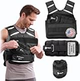 Lifepro 2-in-1 Adjustable Weighted Vest + Ankle Weights (15 & 20lbs) - Running weighted vest for Women & Men with Reflective Stripe, Phone Pocket - Workout Equipment for Strength Training & Fitness