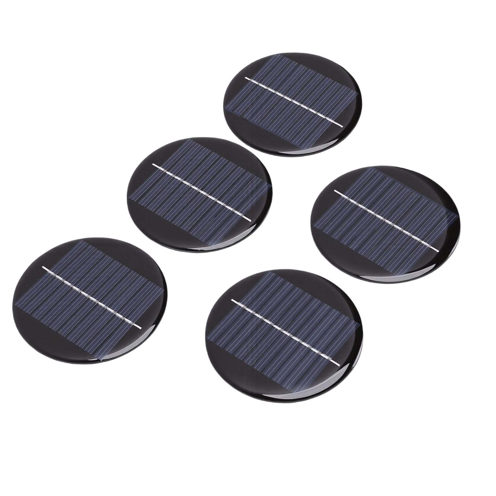 VBESTLIFE 5 Stück Monokristallines Silizium Rundes Solarzellen-Panel-Modul Zum Selbermachen für Leichtes Spielzeug, Ladegerät, 60 Mm Durchmesser