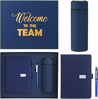 Thenshop Set of 5 New Employee Welcome to The Team Gift Sets Notebook Pen and Tumbler Welcome to The Team Box Employee Appreciation Gift Sets for New Worker Men Women Office(Blue)