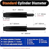 Vista 2 de 10.1 Inches-14 Inches Office Chair Cylinder Replacement - 3.9'' Stroke, Heavy Duty 1000lbs Class 4 Hydraulic Lift, Universal Pneumatic Piston Fit