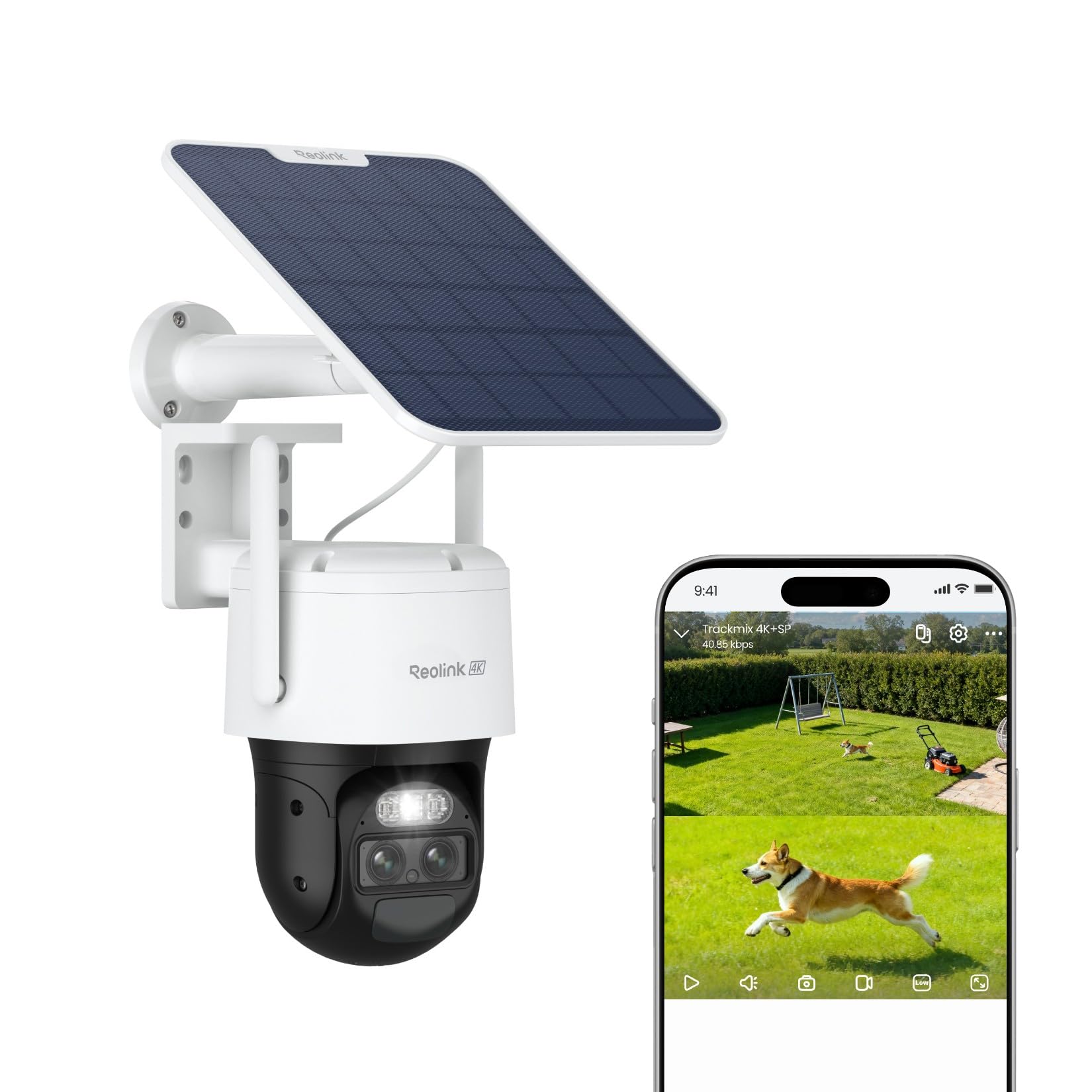 Reolink 4K 360° PTZ Outdoor Surveillance Camera + Auto-Tracking & Dual Lens, 8MP Wireless Solar Camera with 2.4/5 GHz WiFi 6, Smart Detection, Color Night Vision, TrackMix + Solar Panel