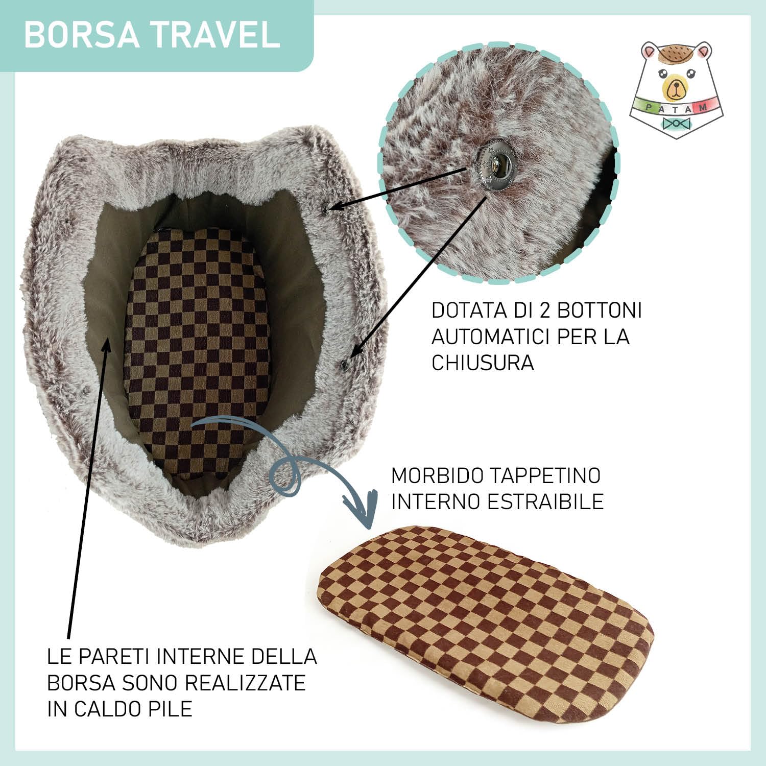 Howilath Borsa da toeletta portatile con coulisse marrone fiore