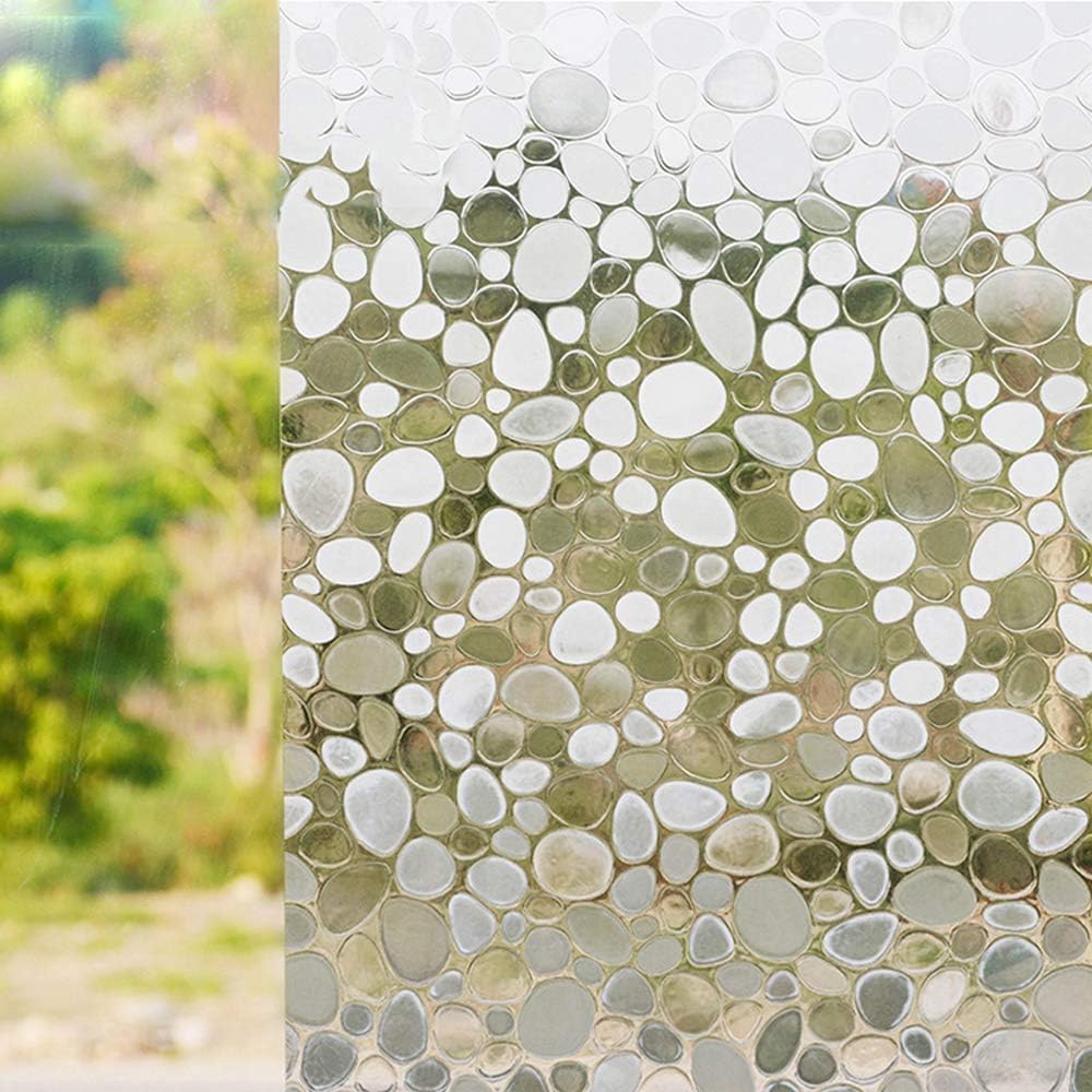 FILMGOO 3D Raamfolie, uv-bescherming, gekleurd glas, niet-klevende statische decoratieve folie, voor thuis, badkamer, kantoor, 90 x 400 cm